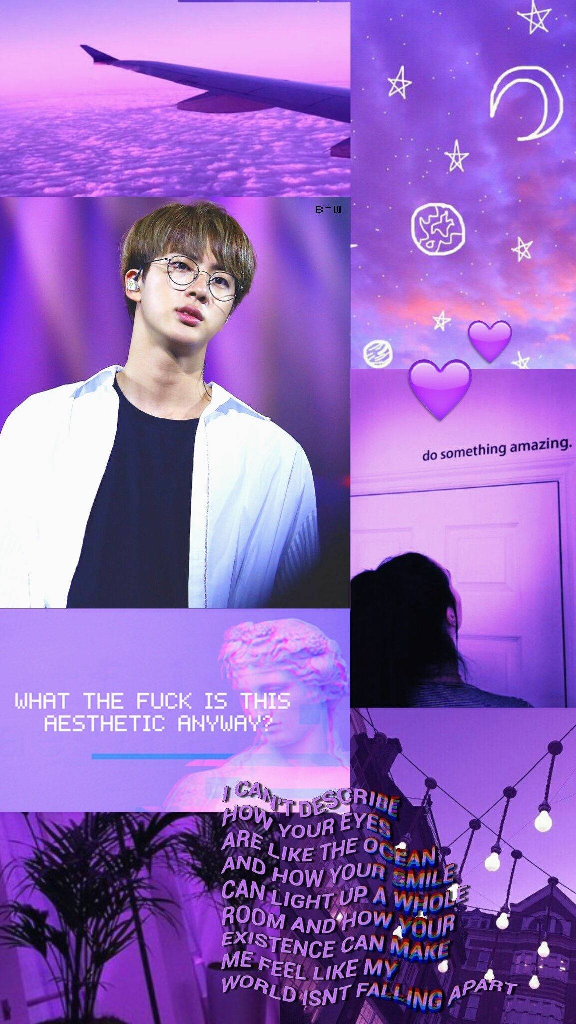 BTS Jin Estetică Pastel Violet Fundal