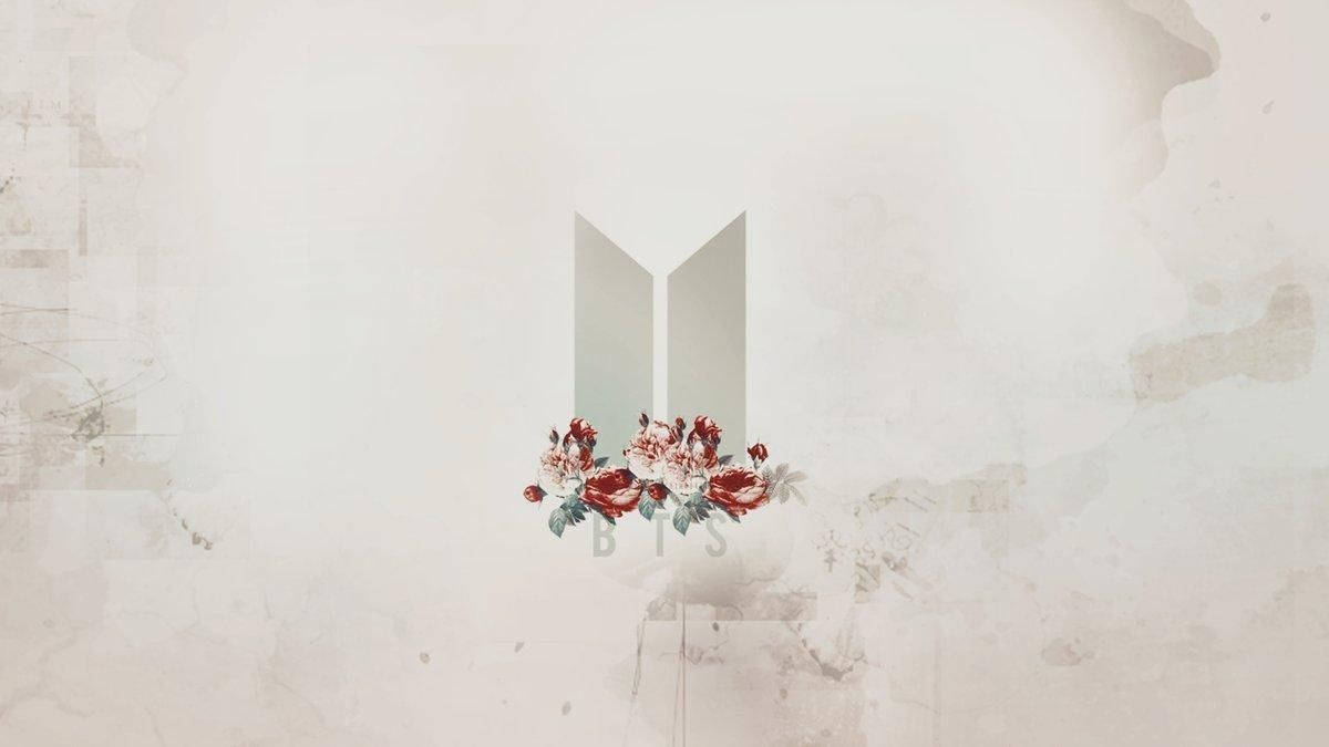 BTS Logo Cu Flori Laptop Fundal