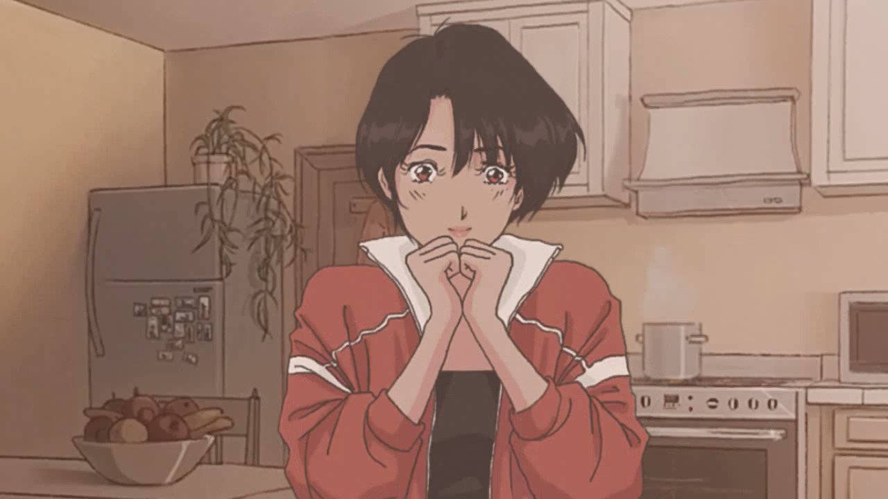 Bucătărie estetică anime retro drăguță Fundal