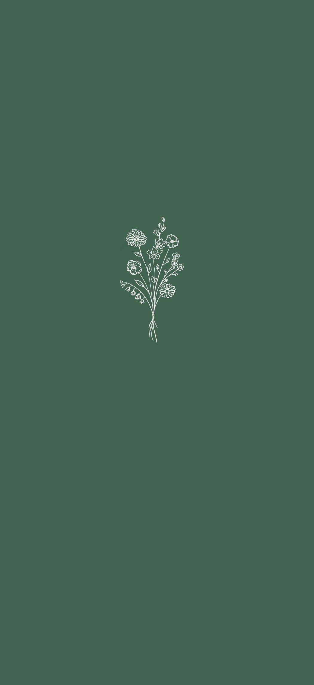 Buchet Minimalist Verde Estetic de Flori Fundal