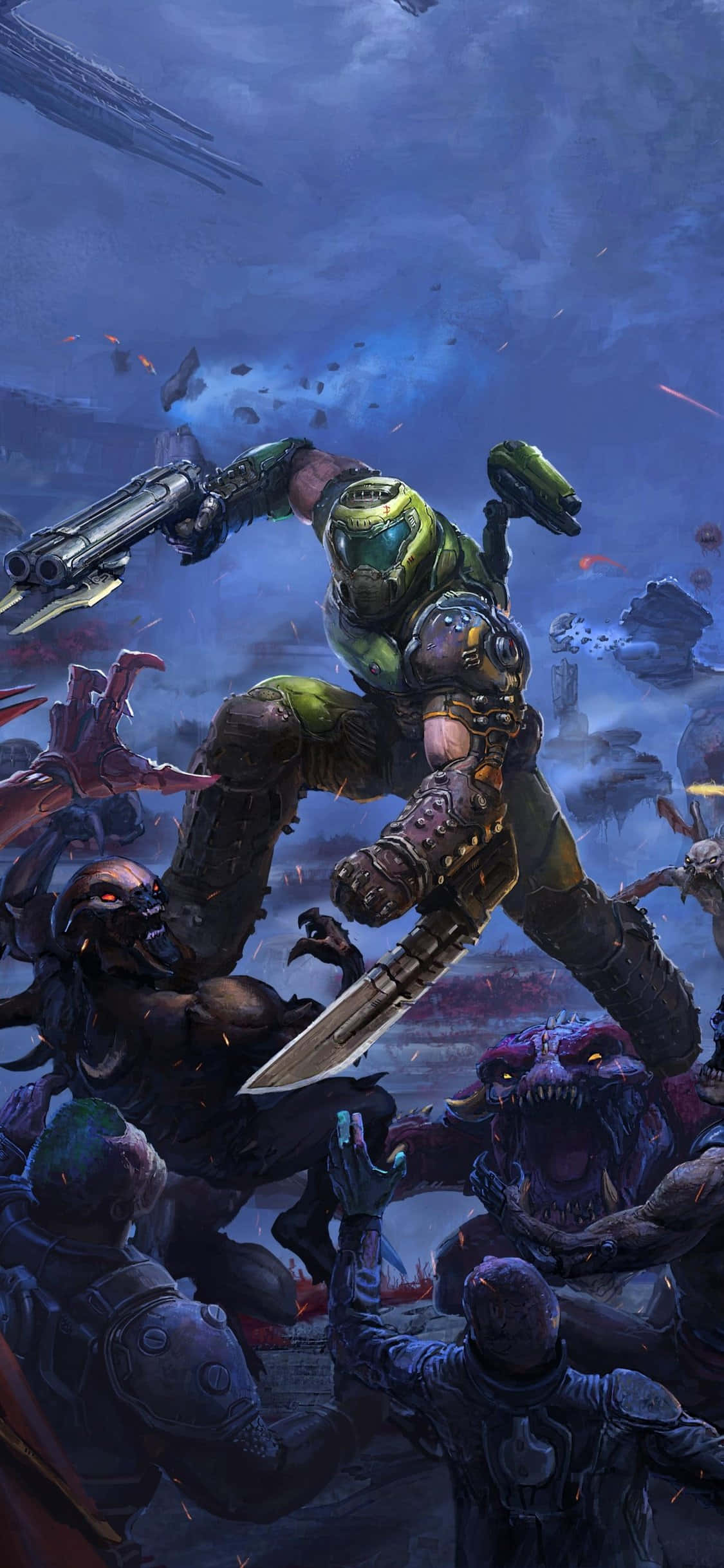 Bucură-te de acțiunea palpitantă a Doom Eternal pe iPhone Fundal