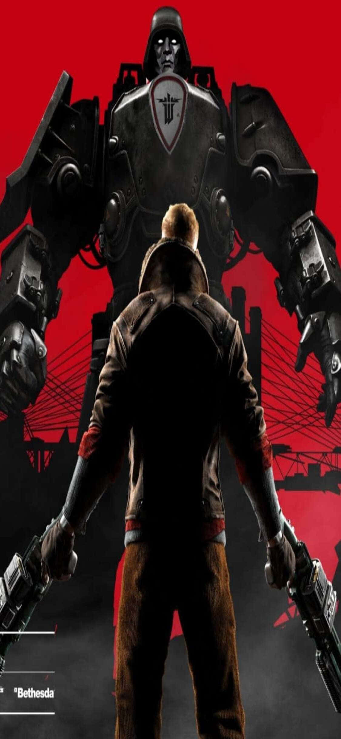 Bucură-te de experiența de joc complet imersivă a Wolfenstein II pe cel mai recent iPhone Xs Fundal
