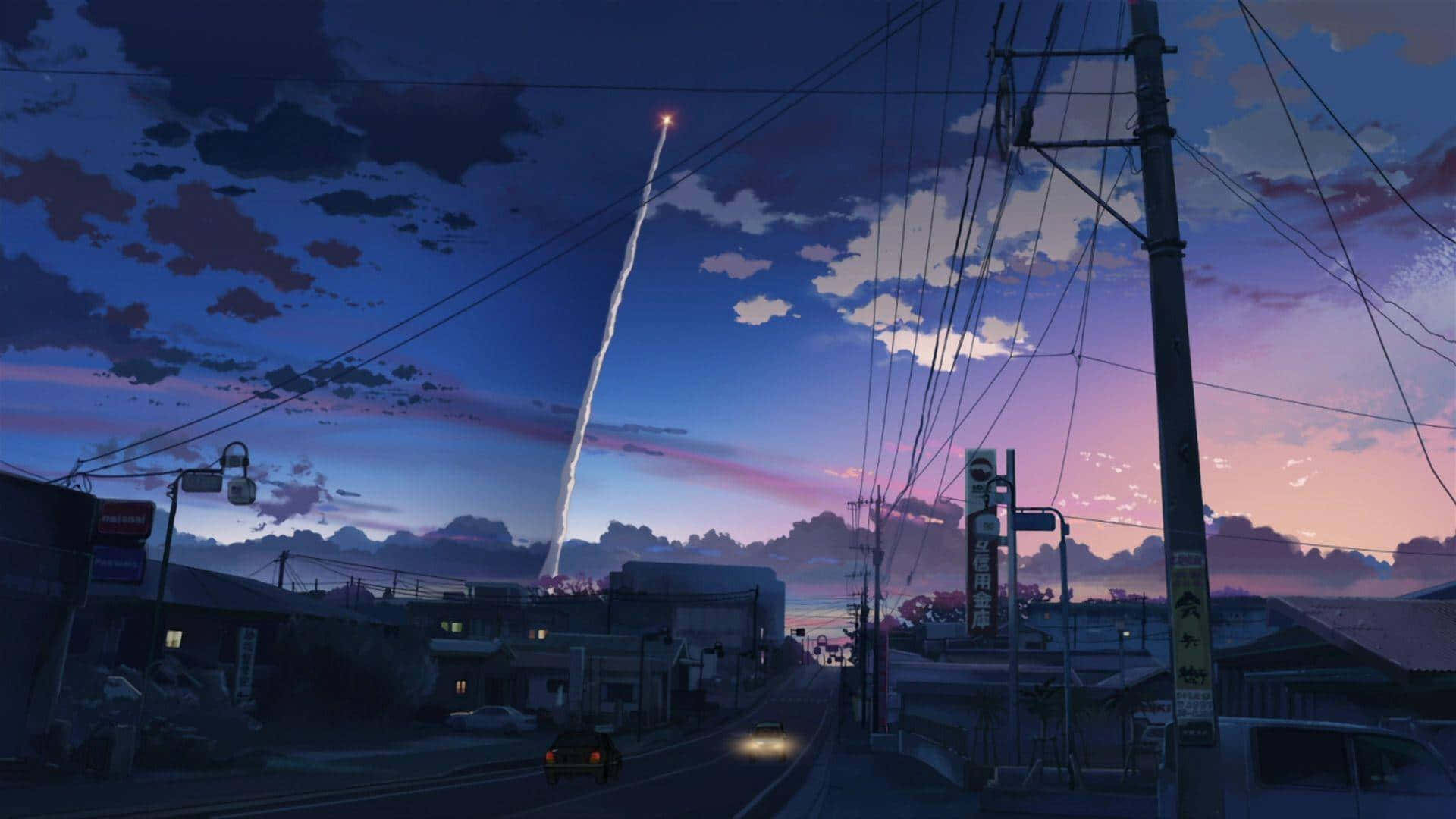 Bucură-te de liniștea unui peisaj anime frumos. Fundal