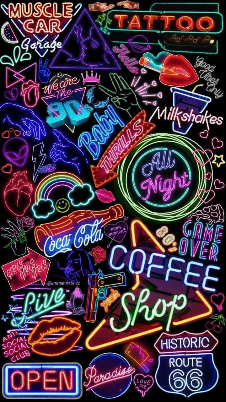 Bucură-te de magia luminilor neon ale nopții. Fundal