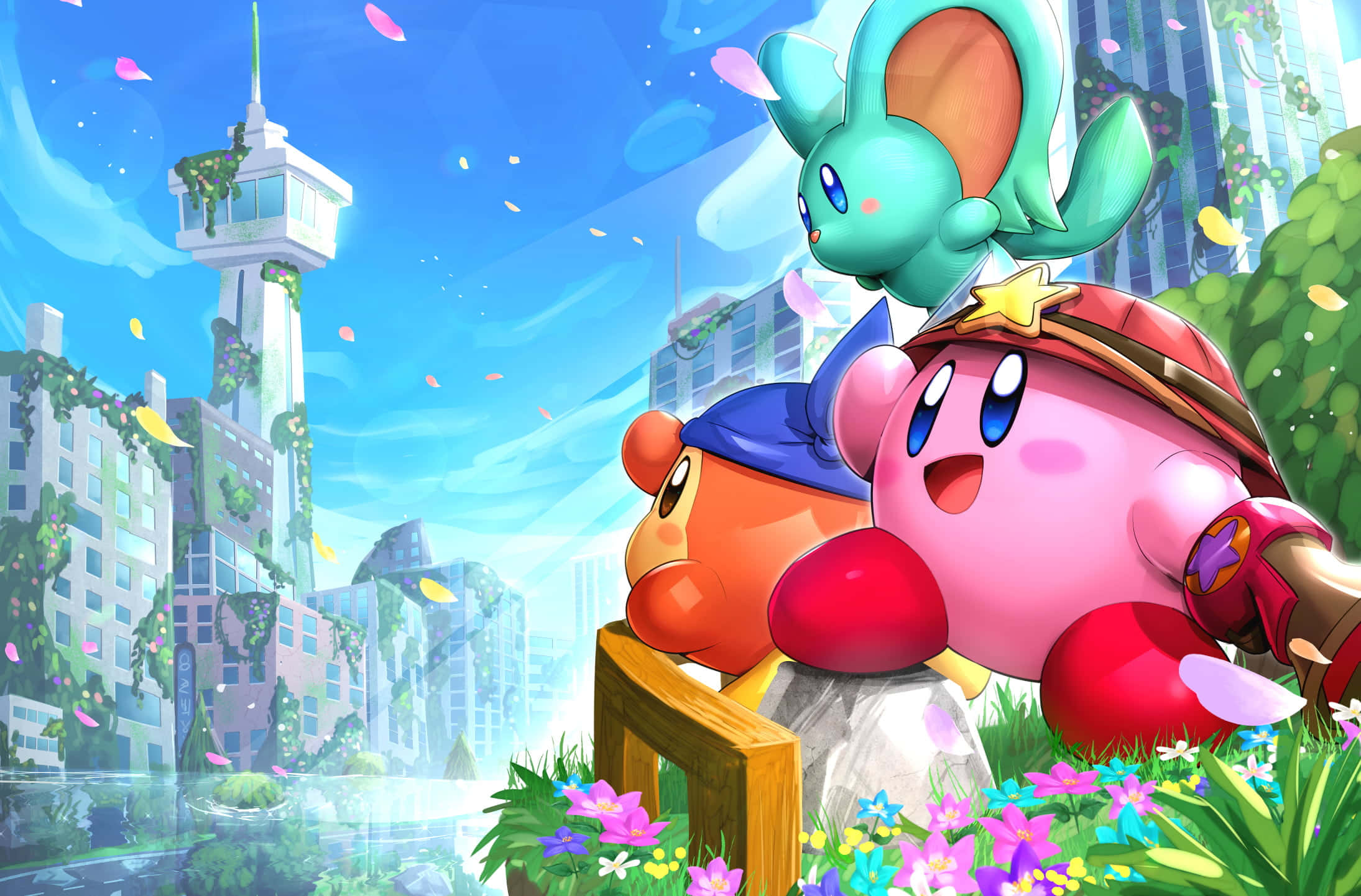 Bucură-te de o călătorie magică alături de adorabilul Kirby! Fundal