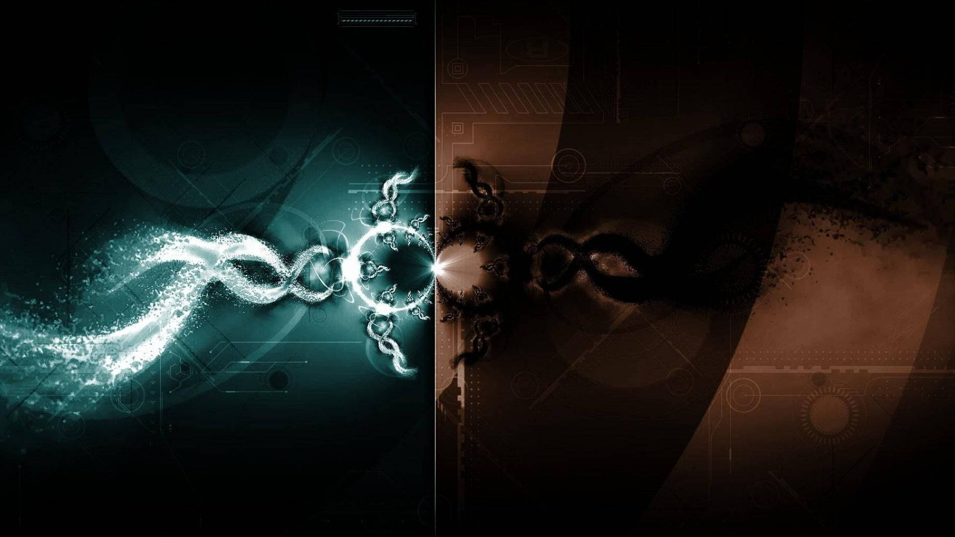 Fuziunea luminii abstracte și a umbrelor în wallpaper pentru dual monitor