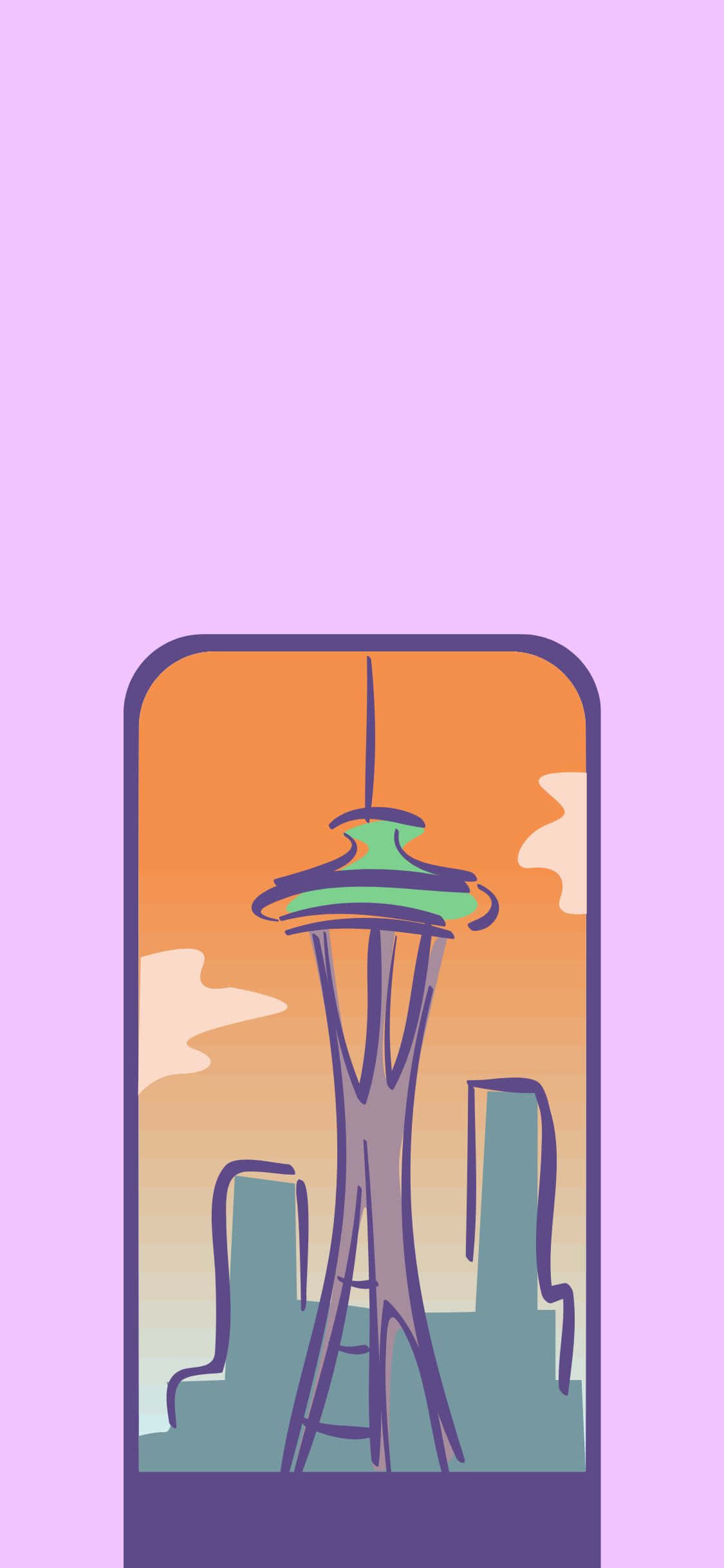 Bucurați-vă de peisajul frumos al Seattle-ului de pe un iPhone X Fundal
