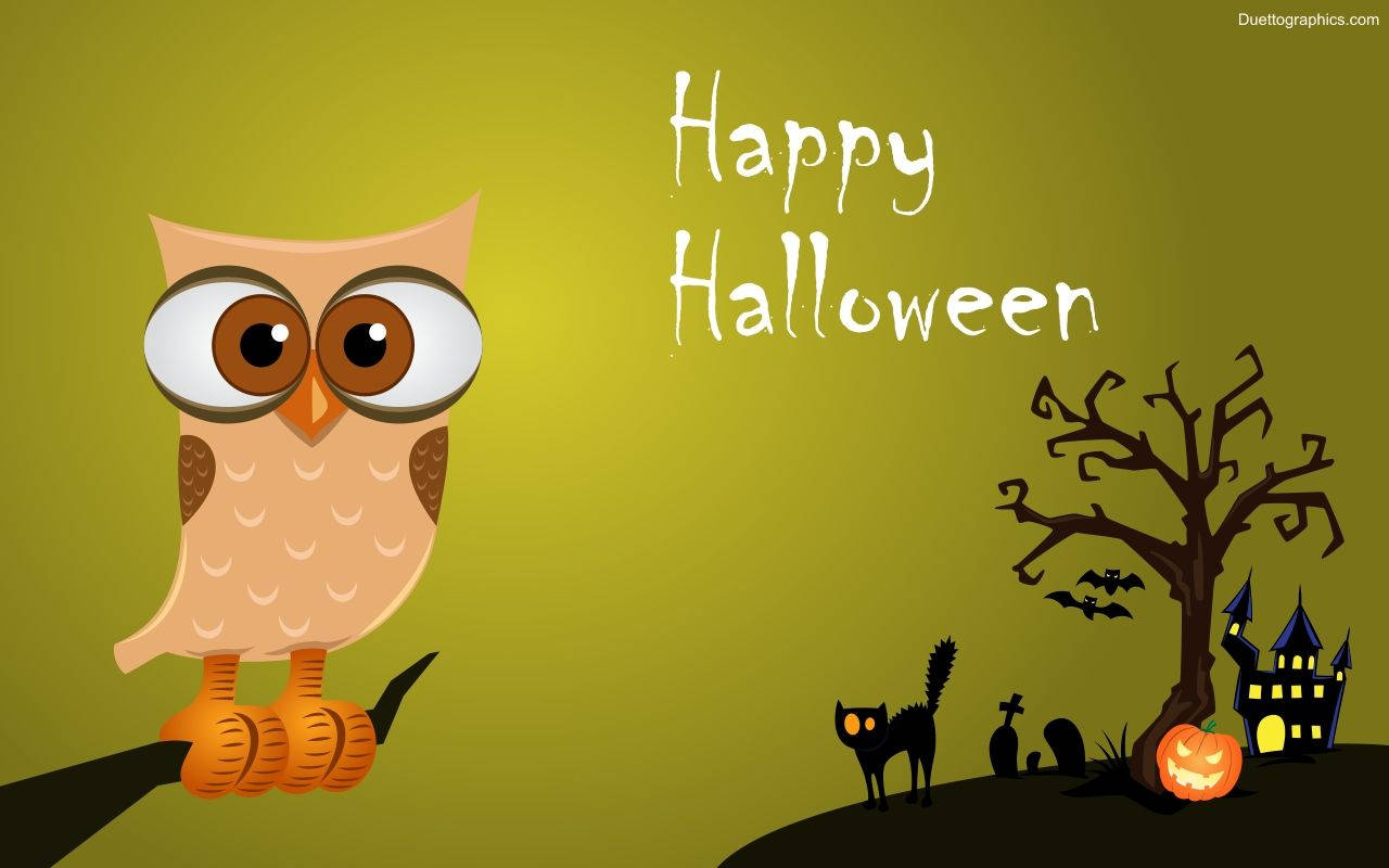 Bufniță Kawaii de Halloween Fundal