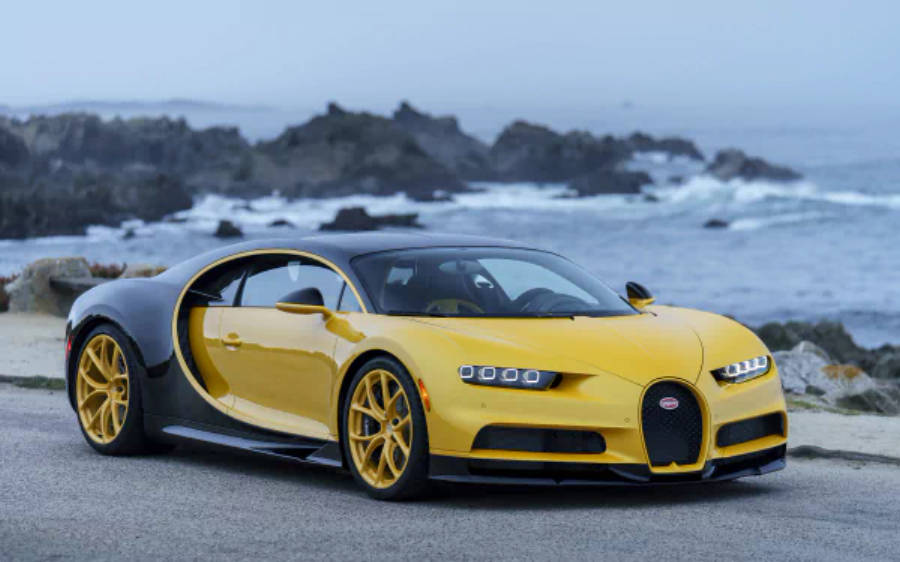 Bugatti Chiron galben 4K Fundal