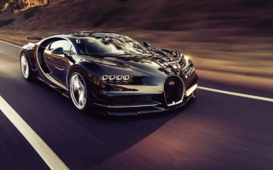 Bugatti Chiron neagră 4K Fundal