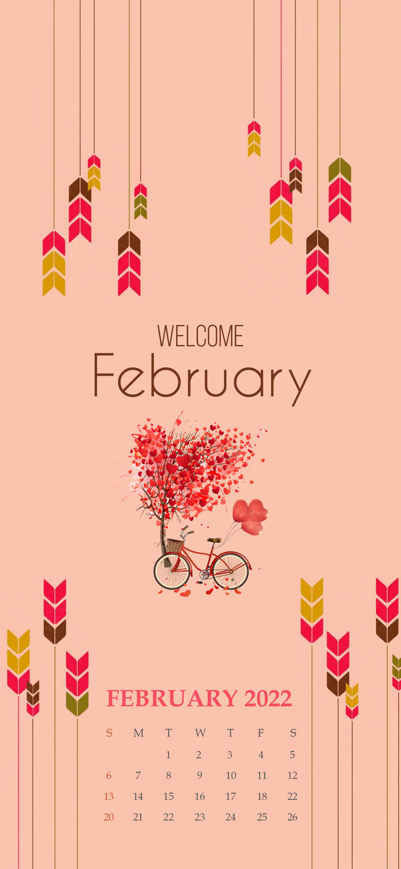 Bun venit Februarie în estetică roz Fundal