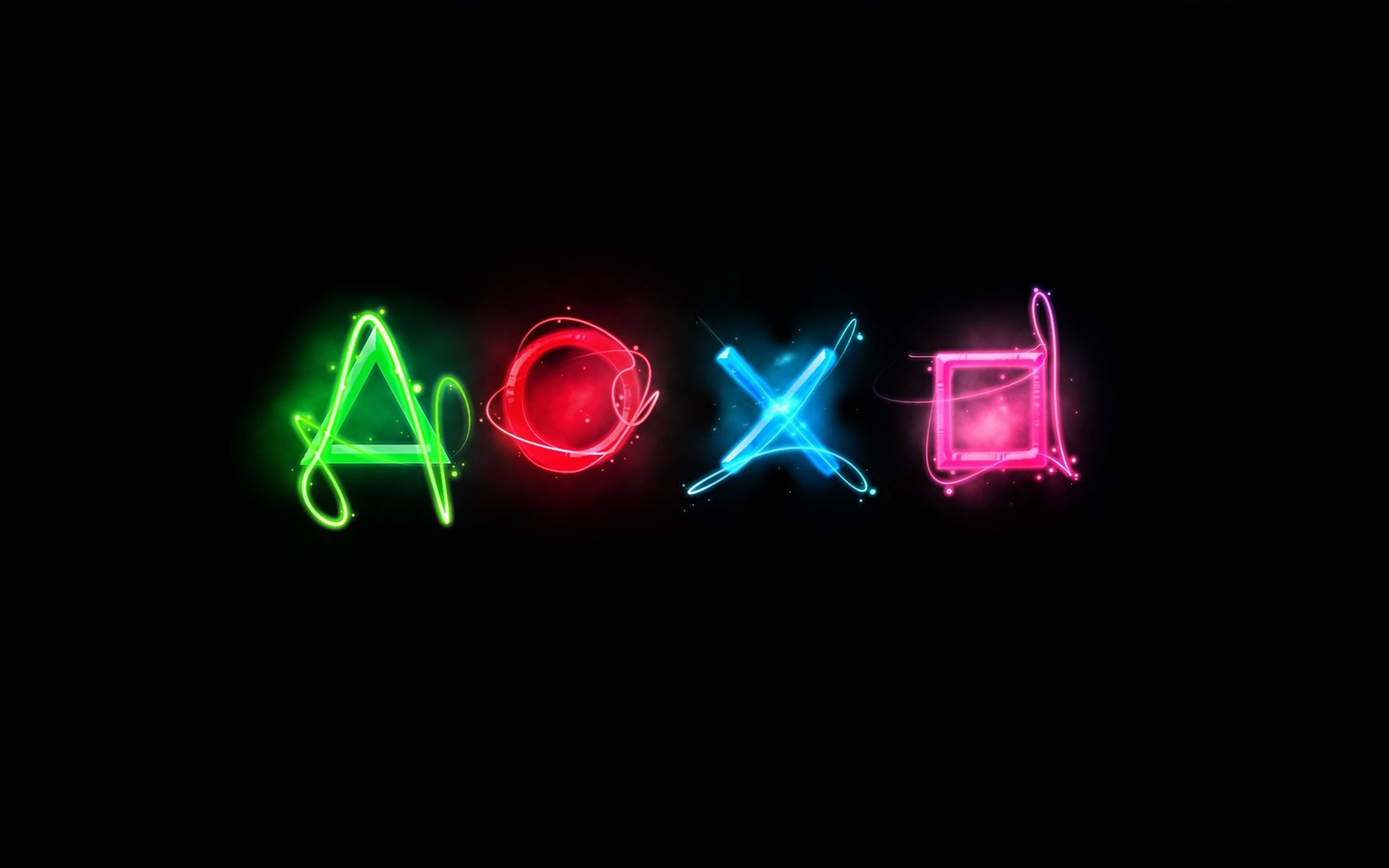 Butoane de acțiune cu design neon 4K PS4 Fundal