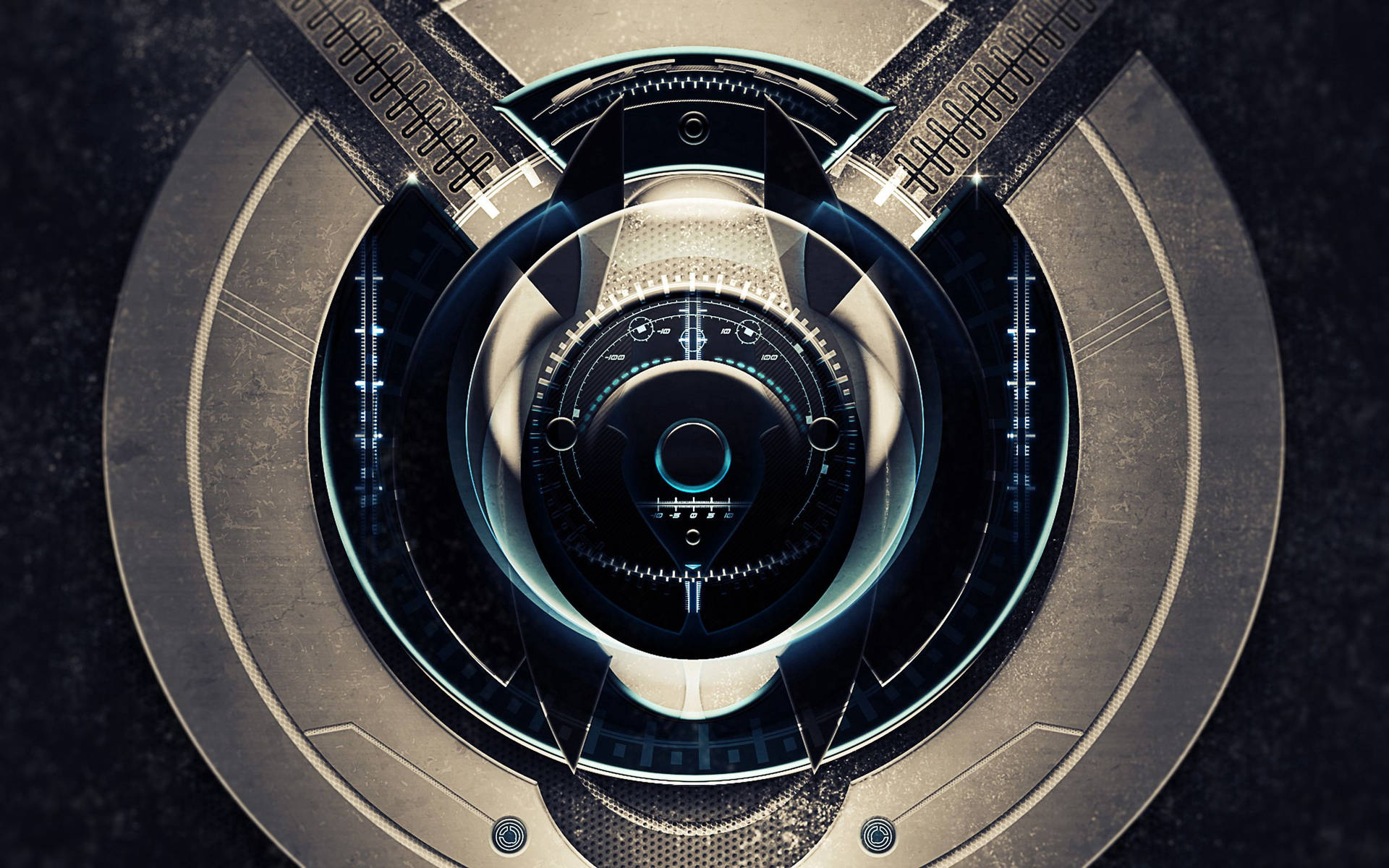 Buton hi-tech 3D pe perete – fundal