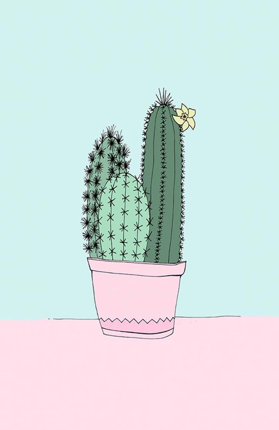 Cactus iPhone Roz Albastru Fundal
