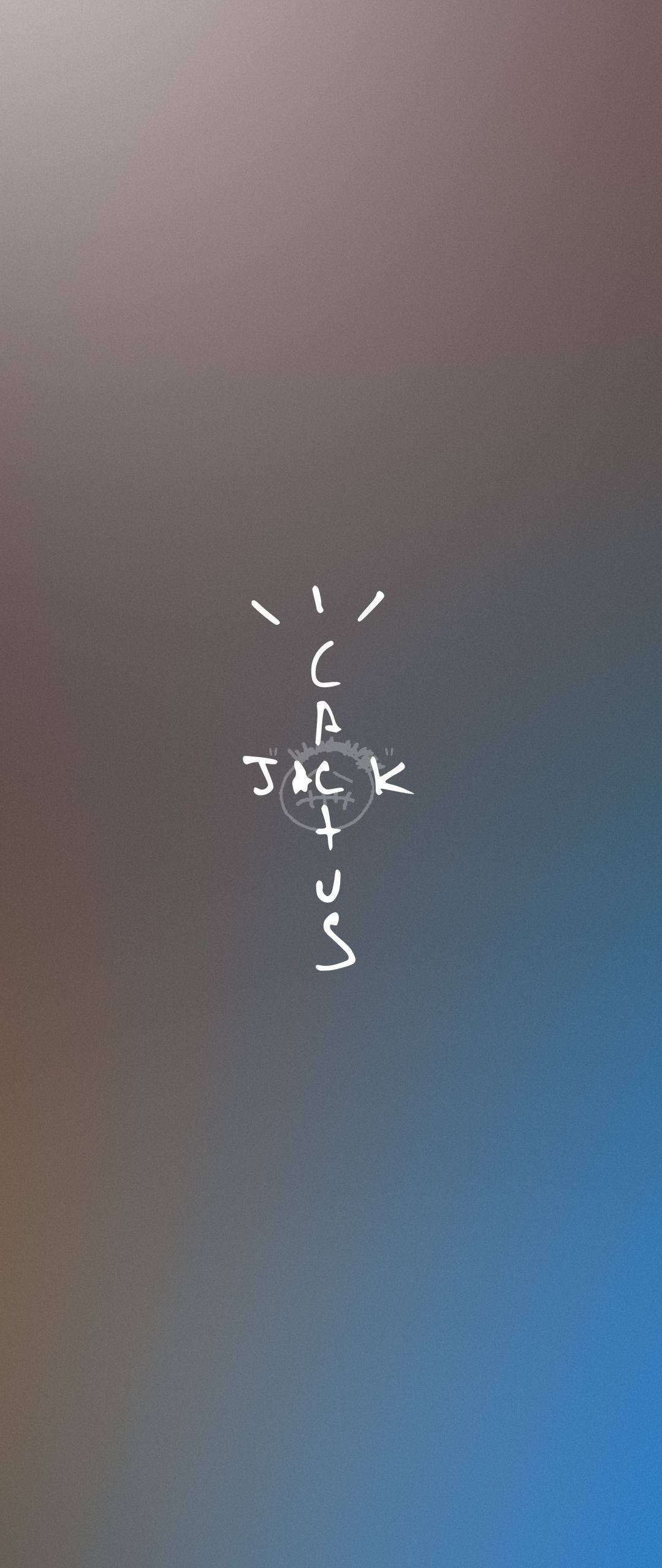 Cactus Jack Travis Scott Text Logo Albastru și Gri Fundal