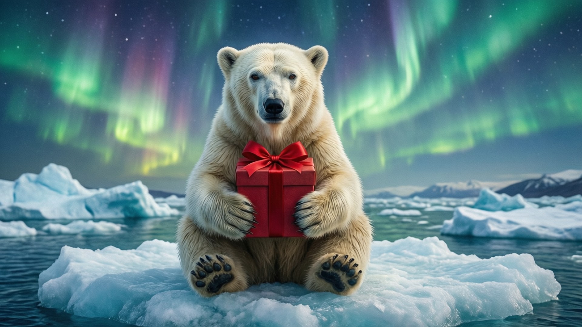 Cadou de la ursul polar Fundal