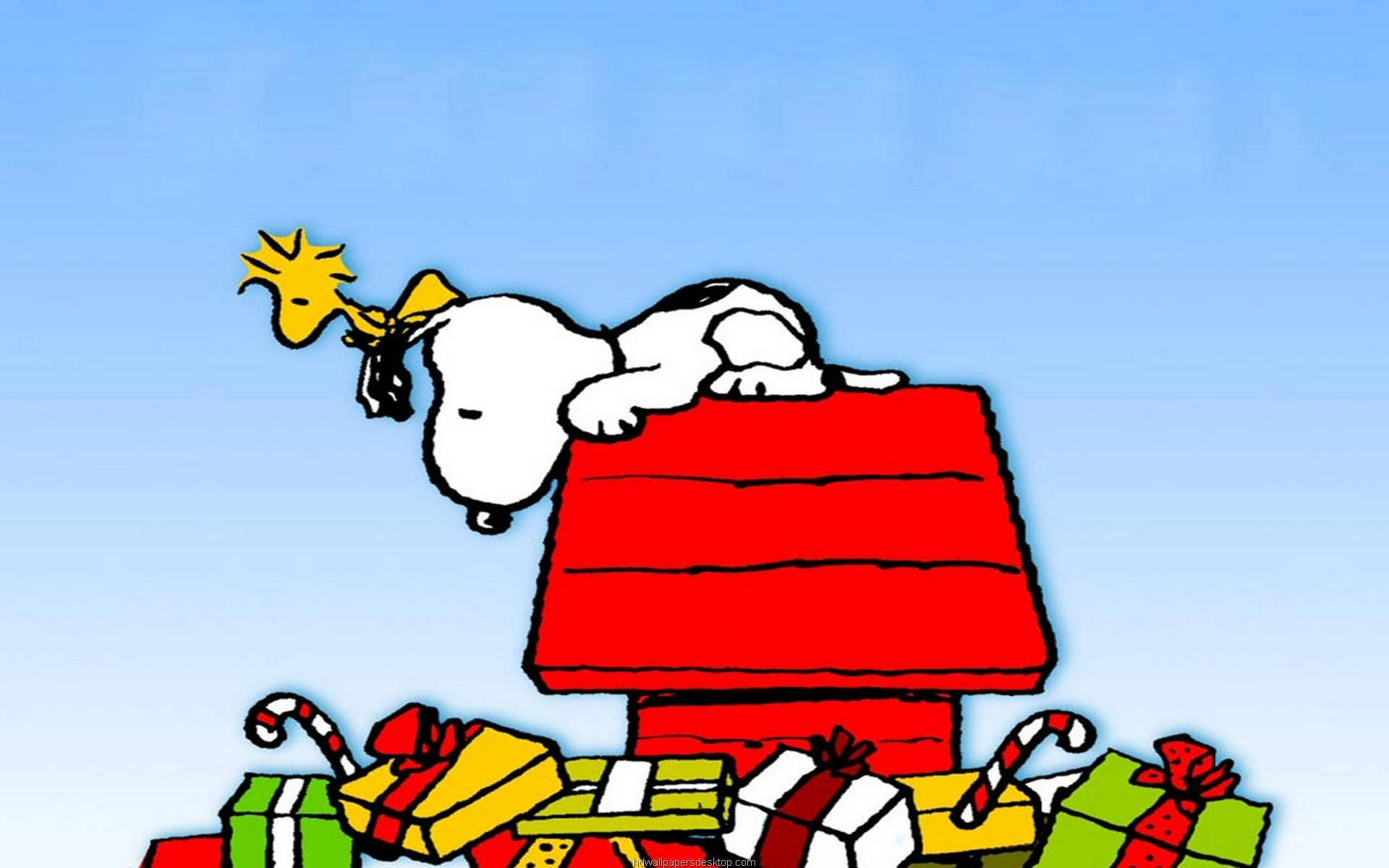Cadouri de Crăciun Snoopy Fundal