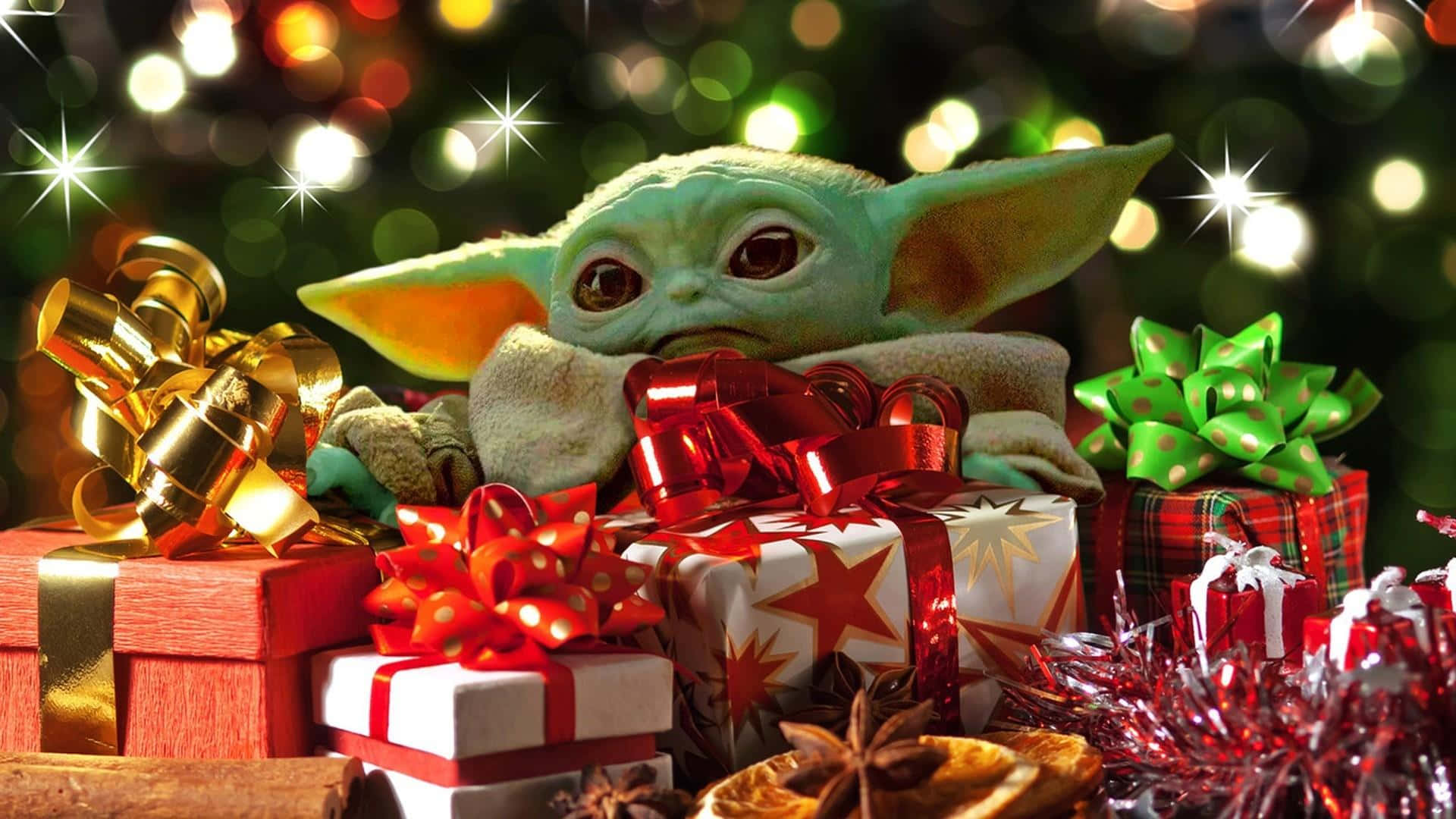 Cadouri de Crăciun Baby Yoda Fundal
