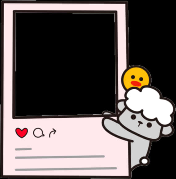 Cadru Kawaii cu Oaie și Puișor Fundal