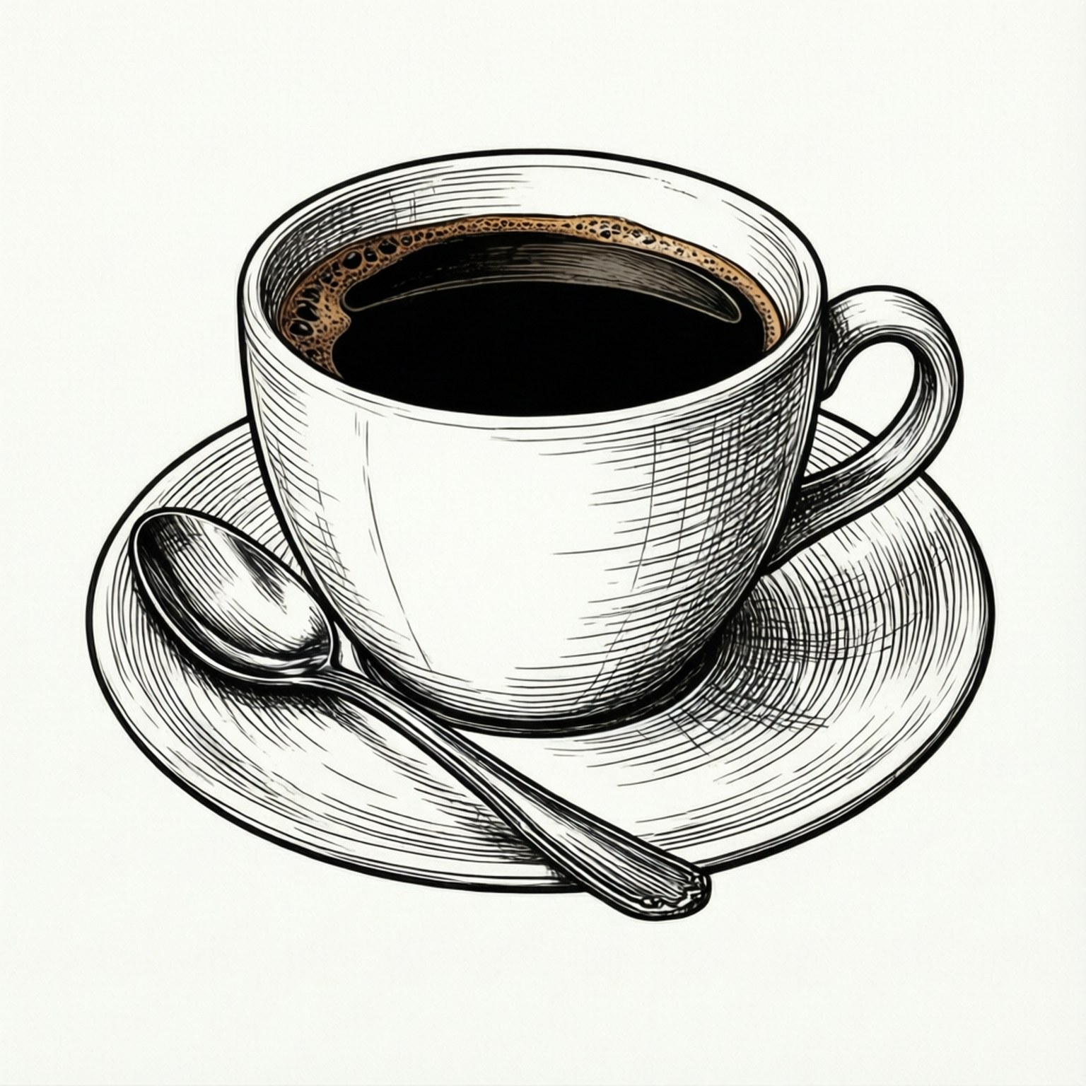 Cafea în Stil Minimalist, Desen în Linii Fundal