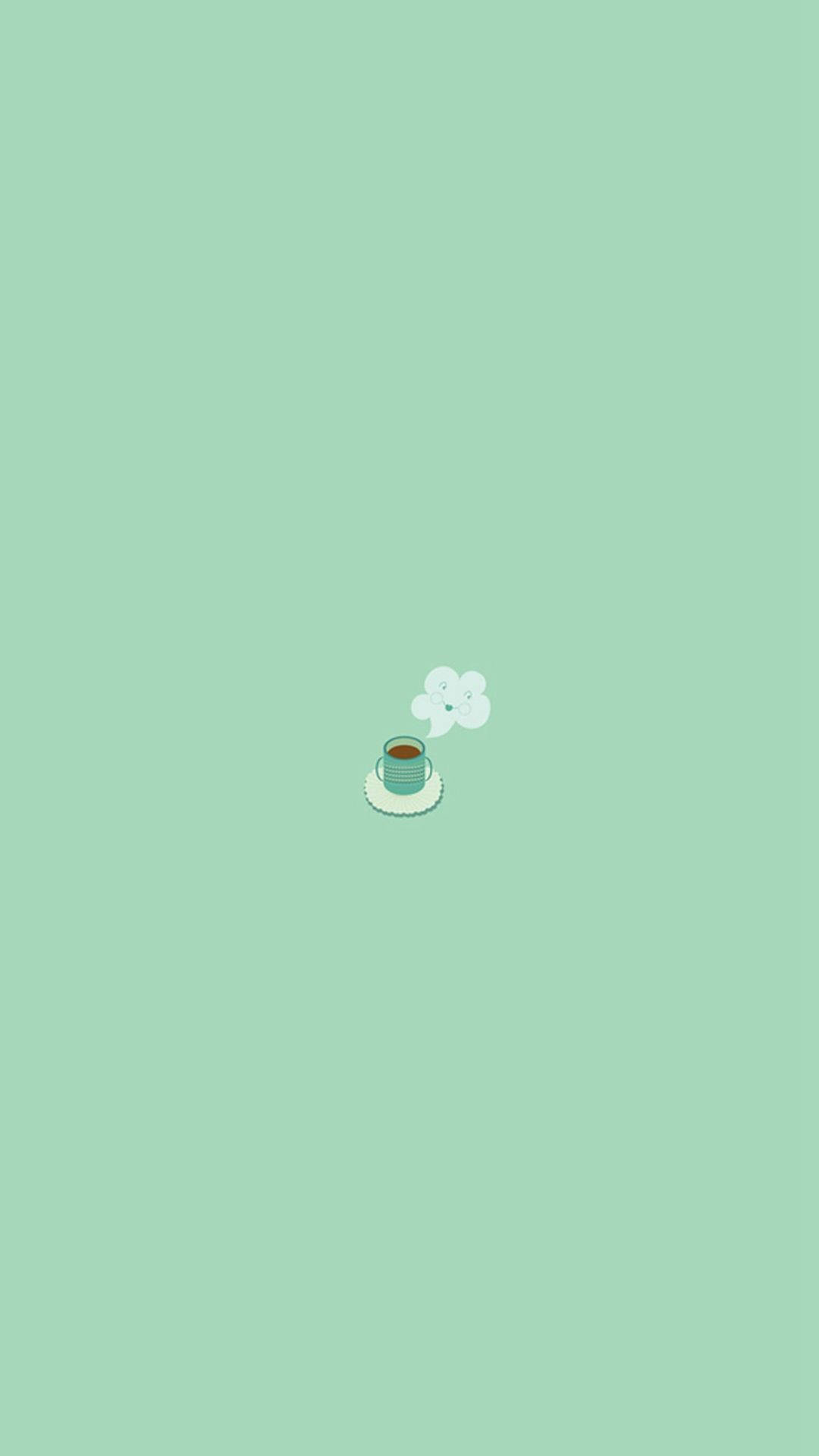 Cafea Drăguță Pastel Verde Simplu Fundal