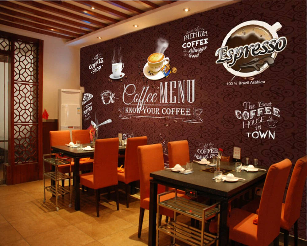 Cafenea cu interior în temă maro închis Fundal