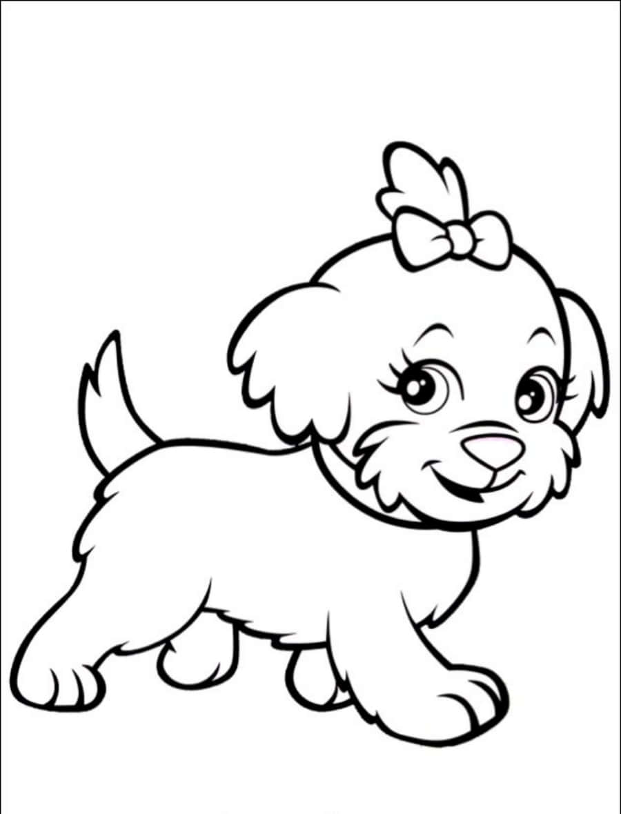 Câine de desen animat drăguț pentru activitate de colorat Fundal