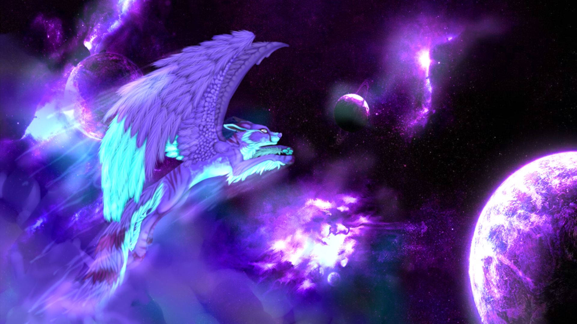 Câine înger în galaxie drăguță Fundal