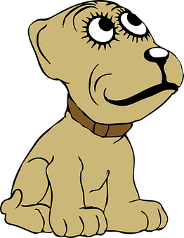 Câine maro desenat animat, șezând Fundal