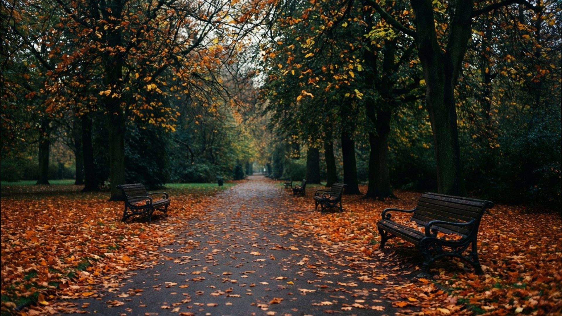 Cale în Parcul de Toamnă Fundal