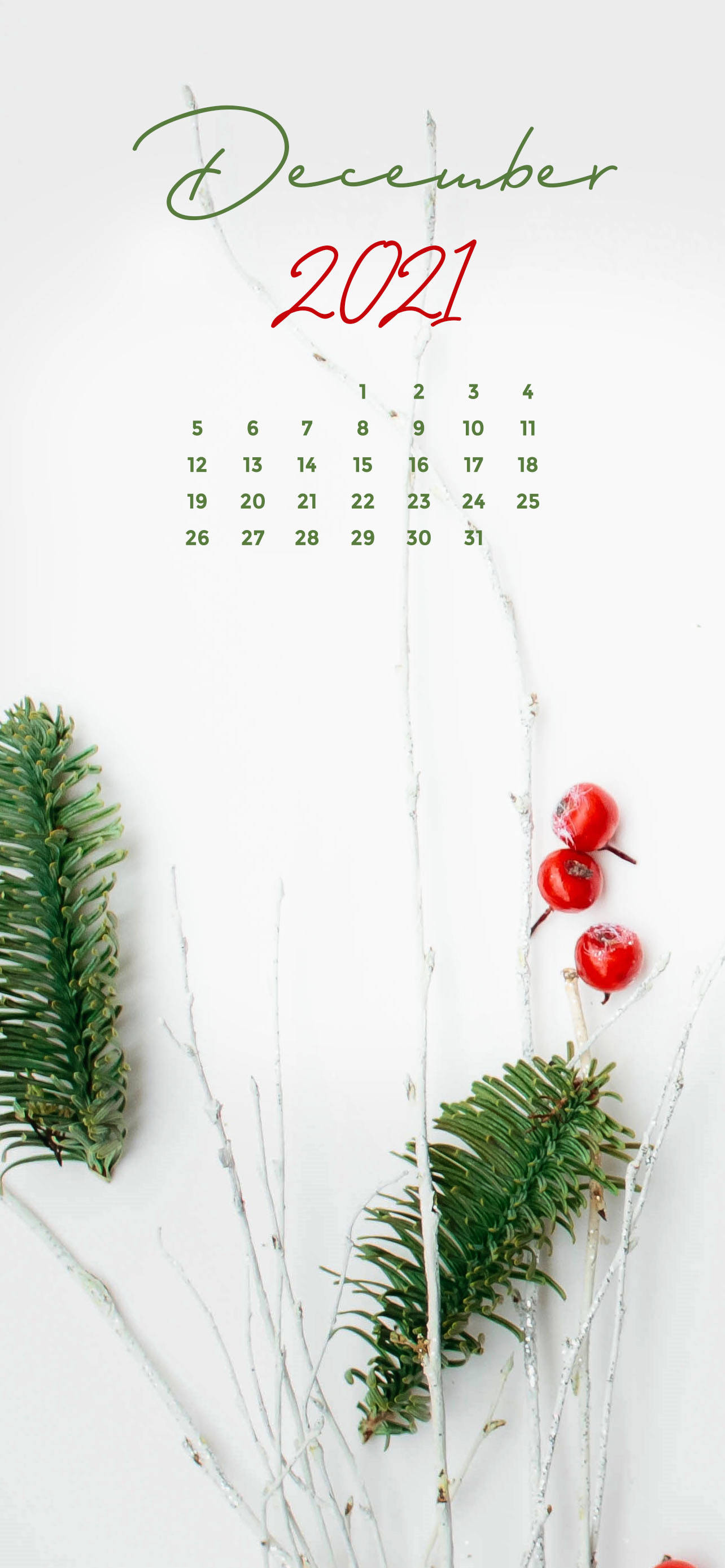 Calendar Minimalist Decembrie 2021 Fundal