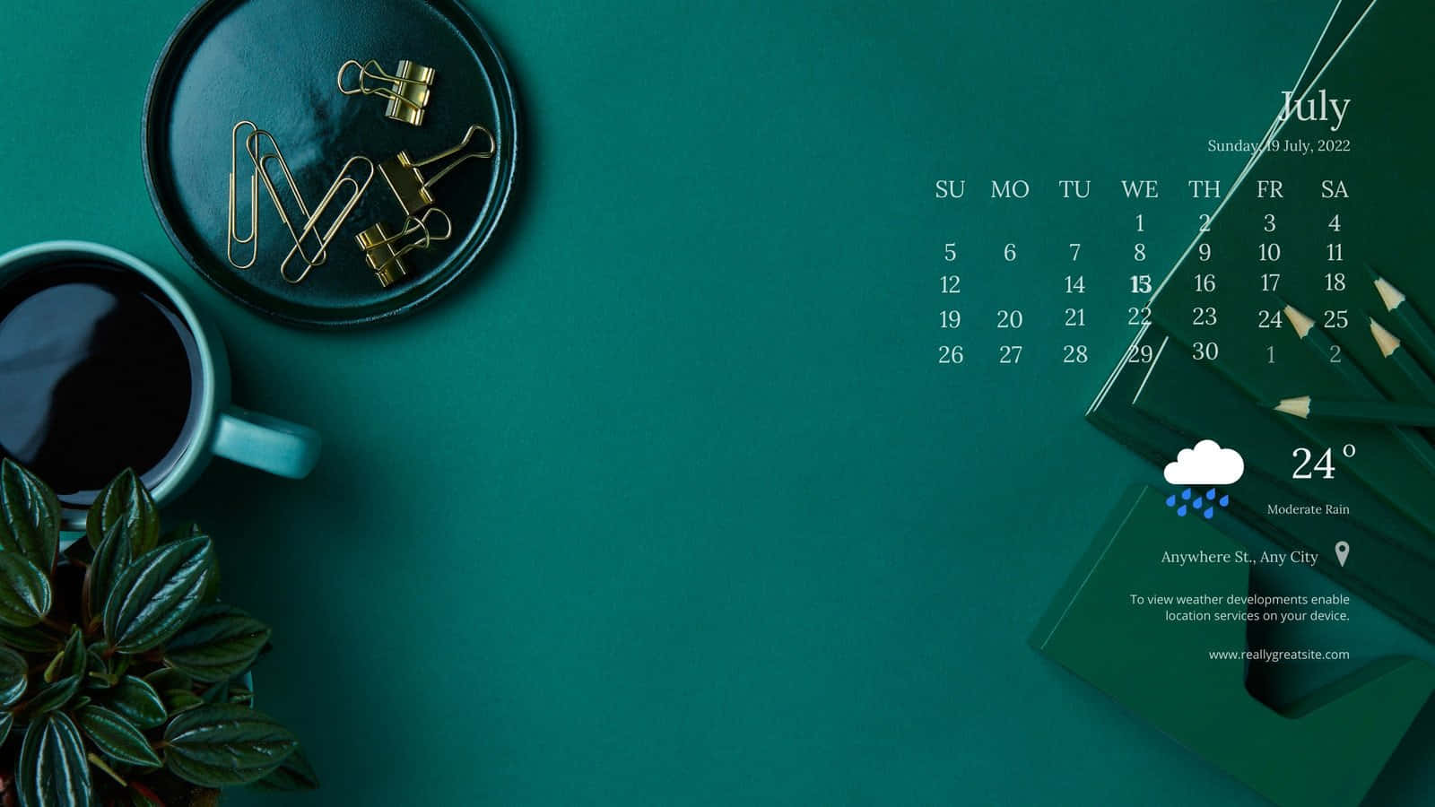 Calendar modern pentru desktop Fundal