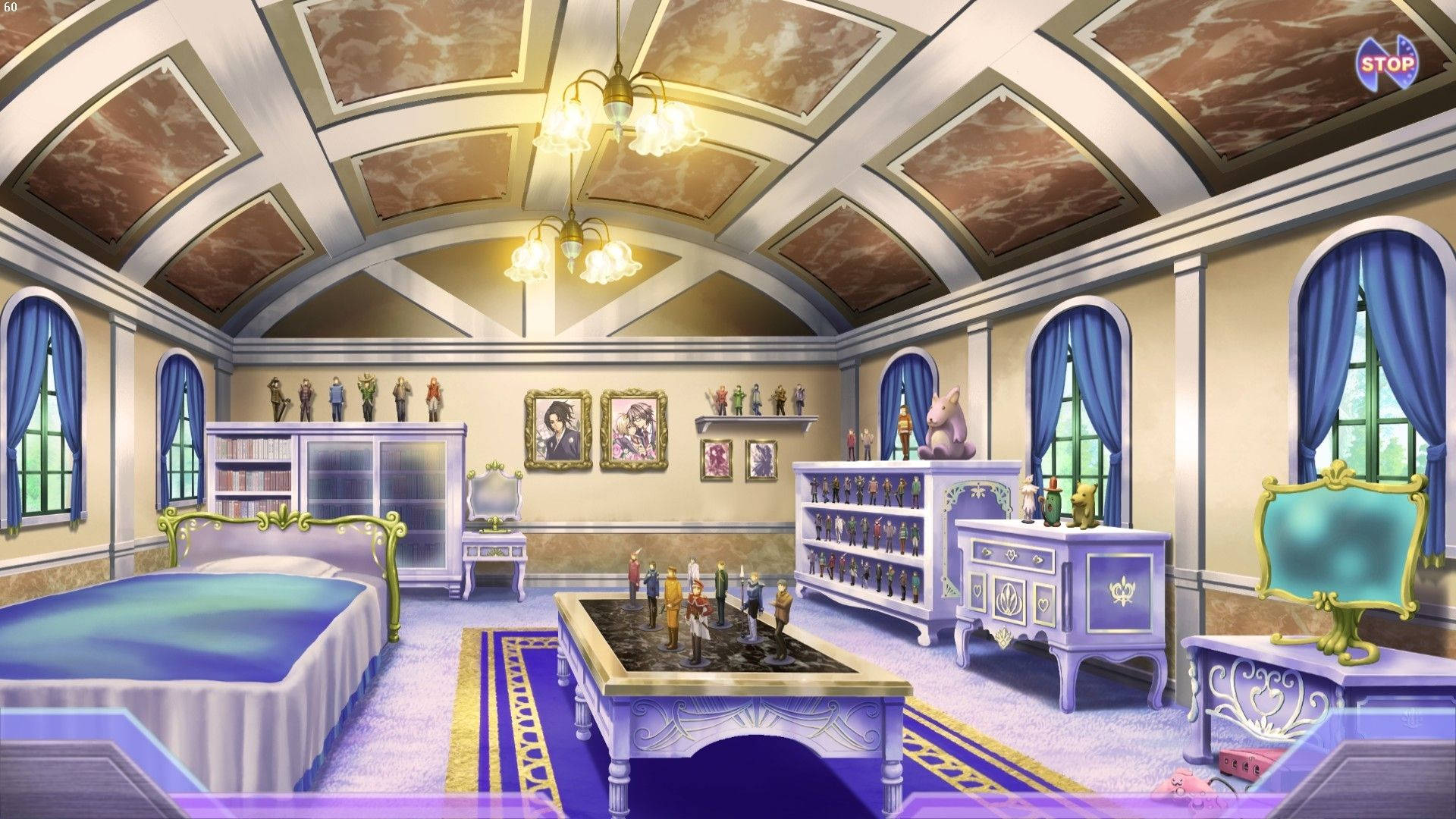 Cameră anime confortabilă în lumina serii Fundal