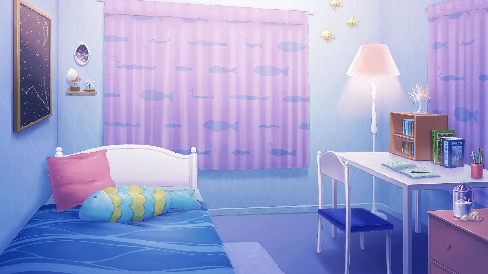 Cameră anime cu tematică marină Fundal