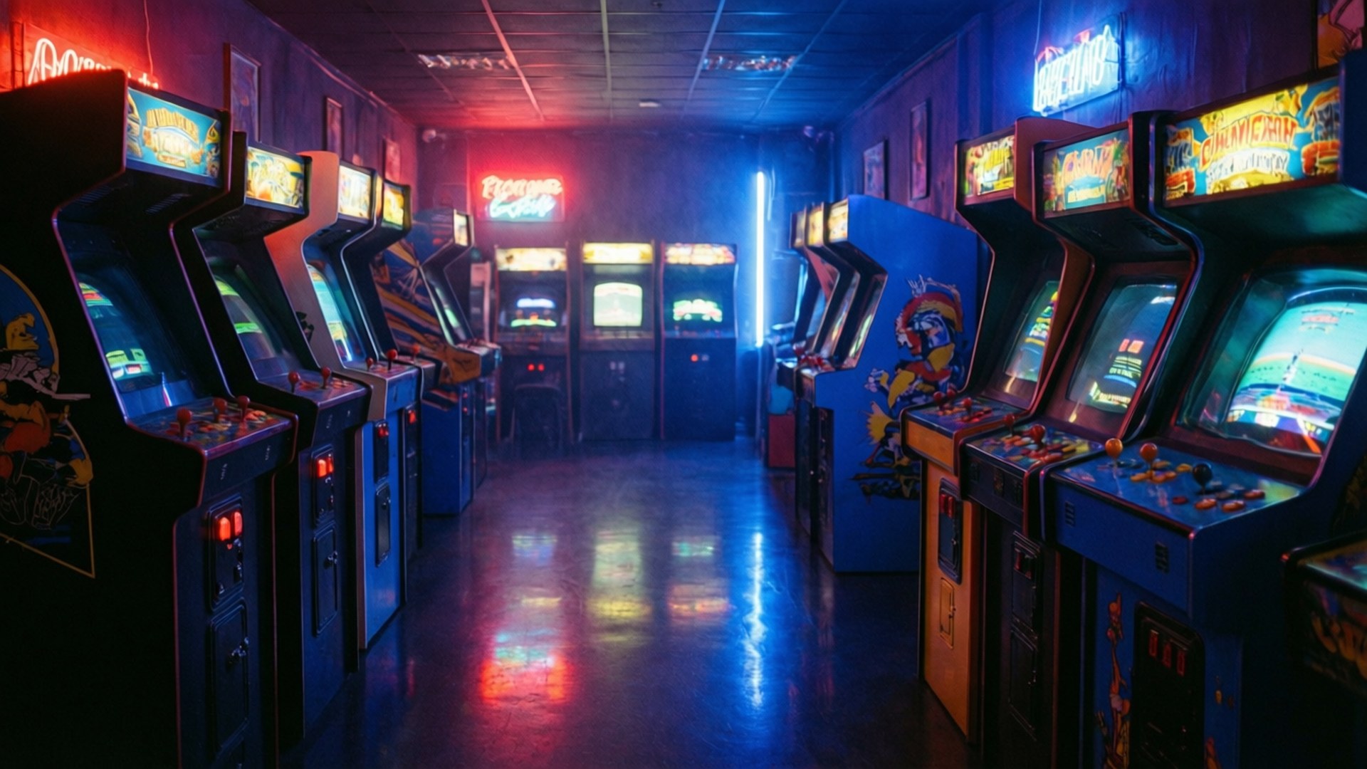 Camera Arcade cu Neon Fundal