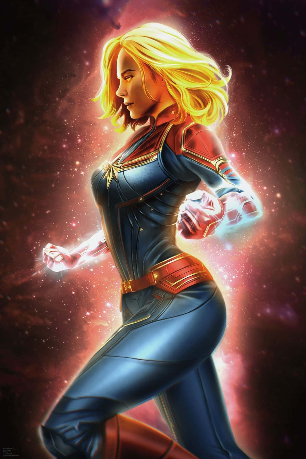 Captain Marvel Carol Danvers, un erou cu forță supraomenească și capacitatea de a zbura Fundal