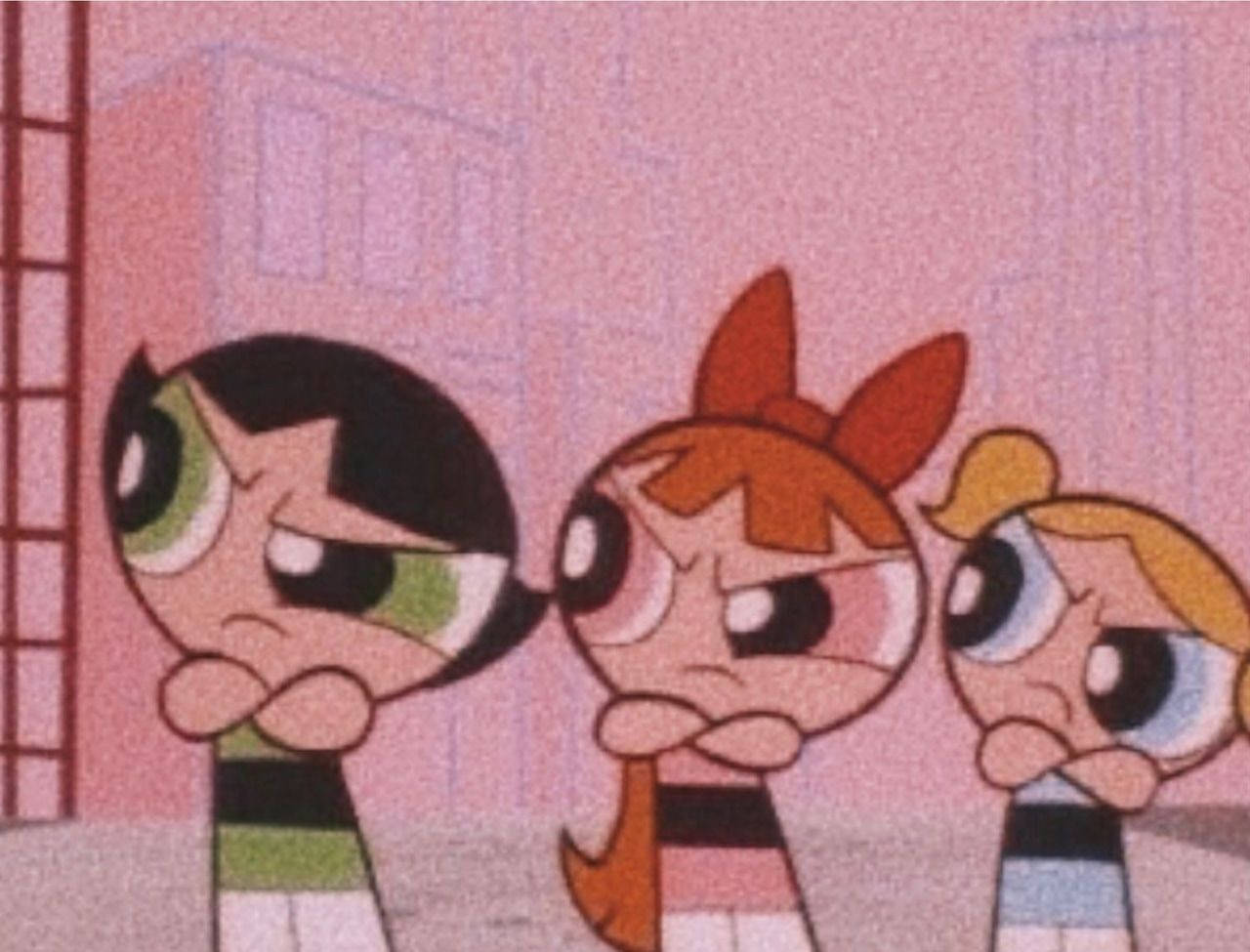 Caption: Laptop cu Estetică Indie cu Fundal Powerpuff Girls Fundal