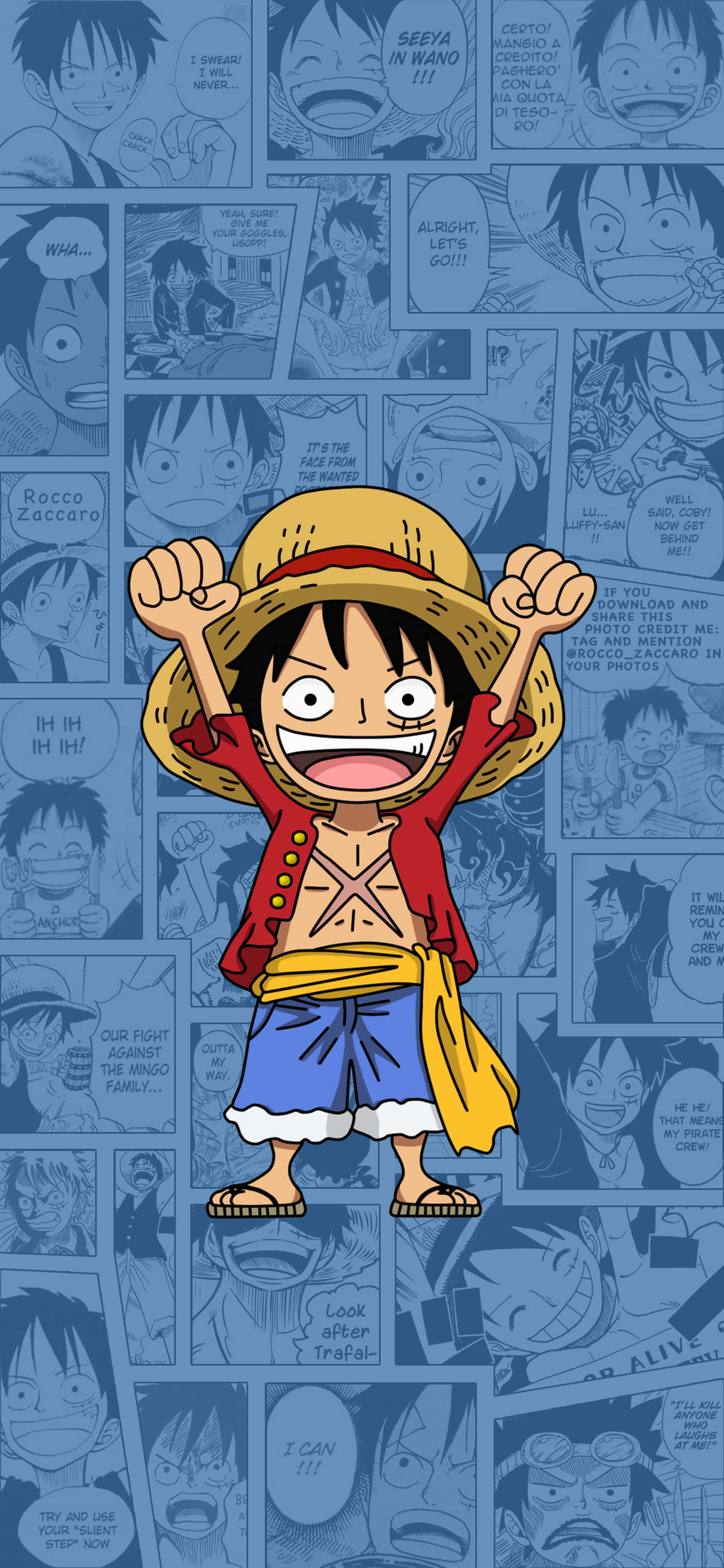 Caption: Postura Puternică a lui Luffy în Wallpaper Luffy Phone Fundal