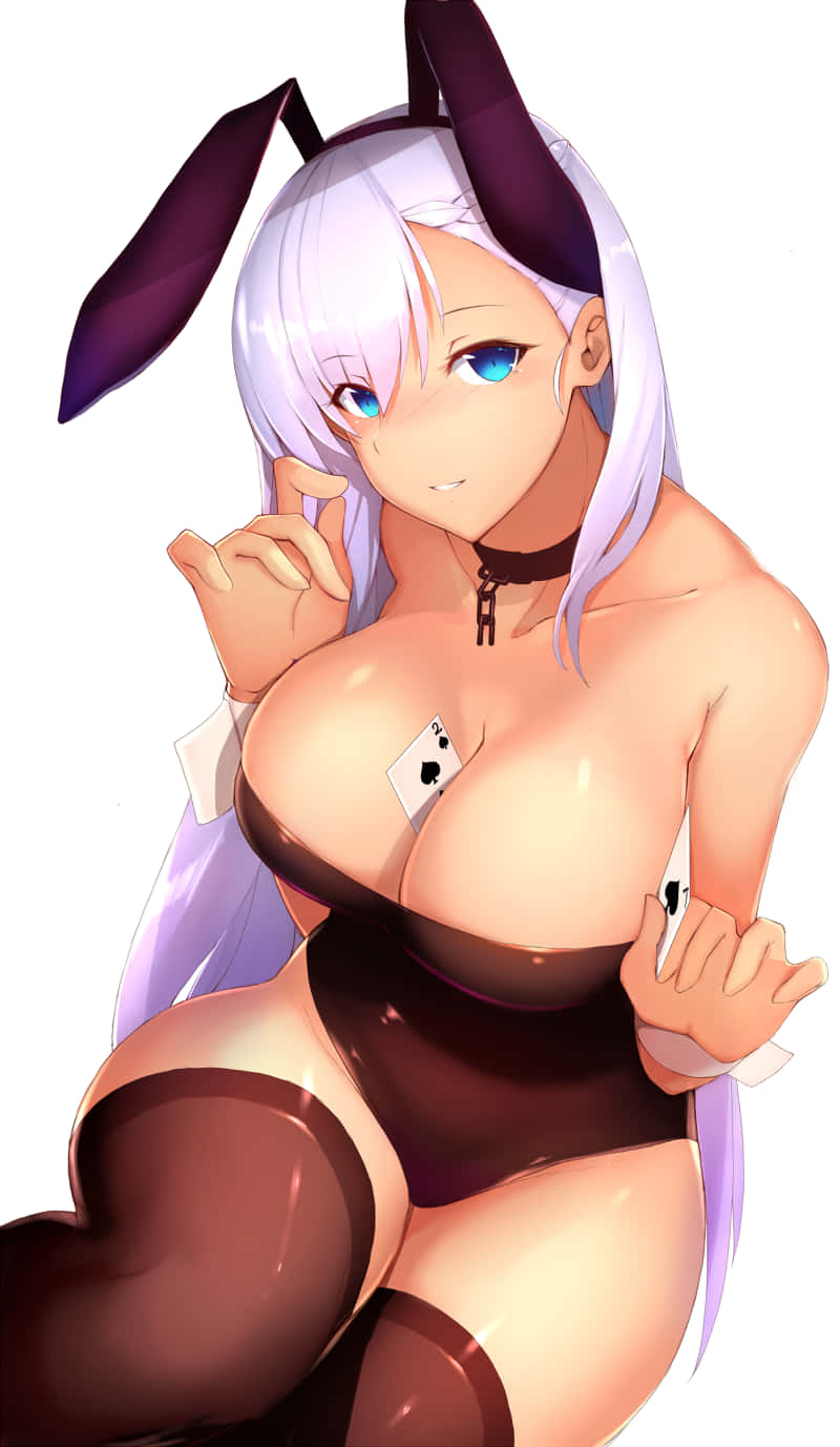 Card cu o fată iepuraș anime atrăgătoare Fundal