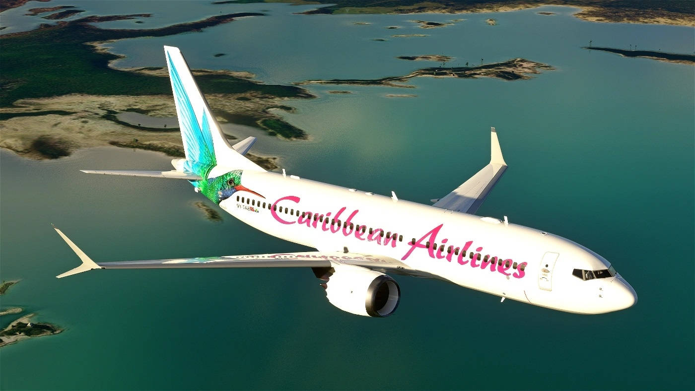 Caribbean Airlines Deasupra Oceanului Fundal