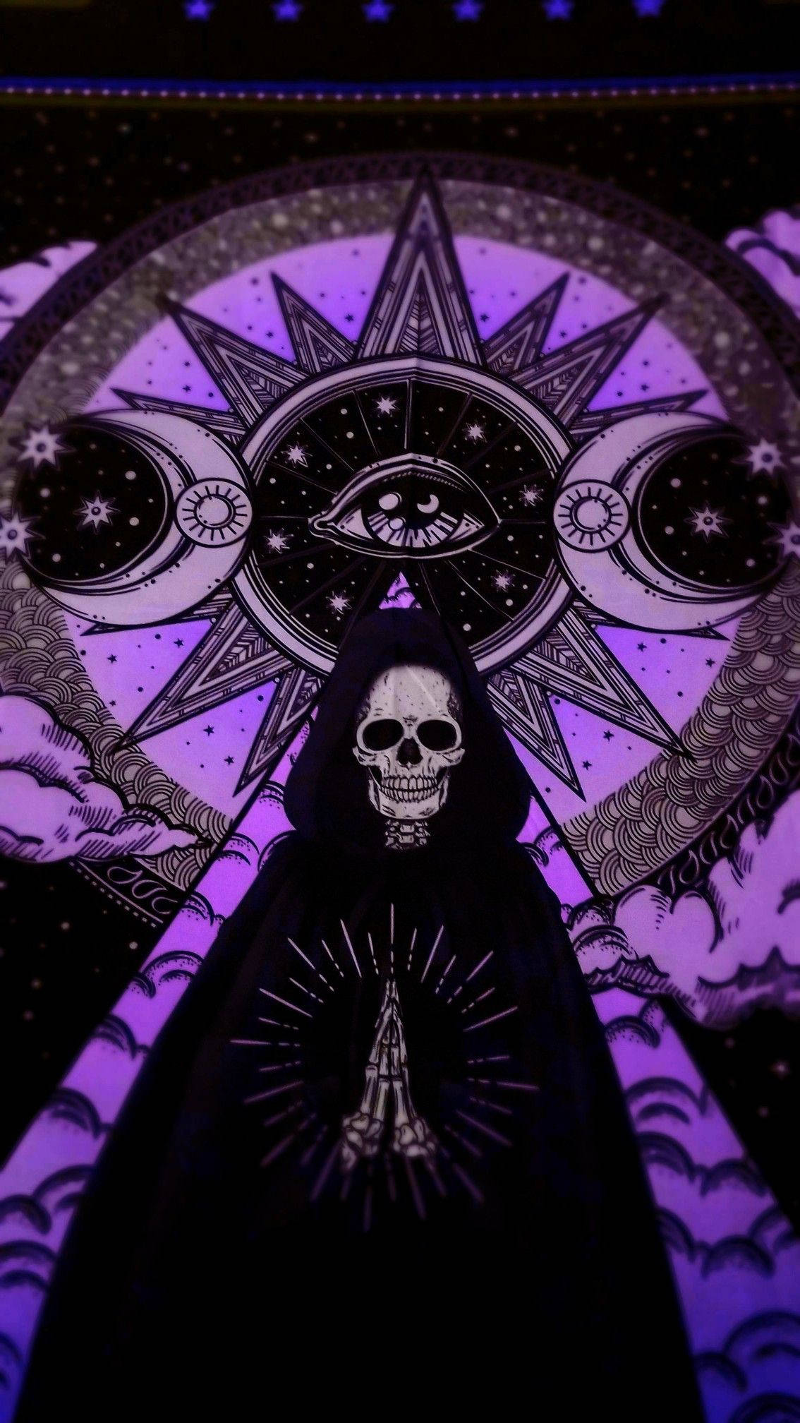 Carte de Tarot cu Schelet în Stil Goth Fundal