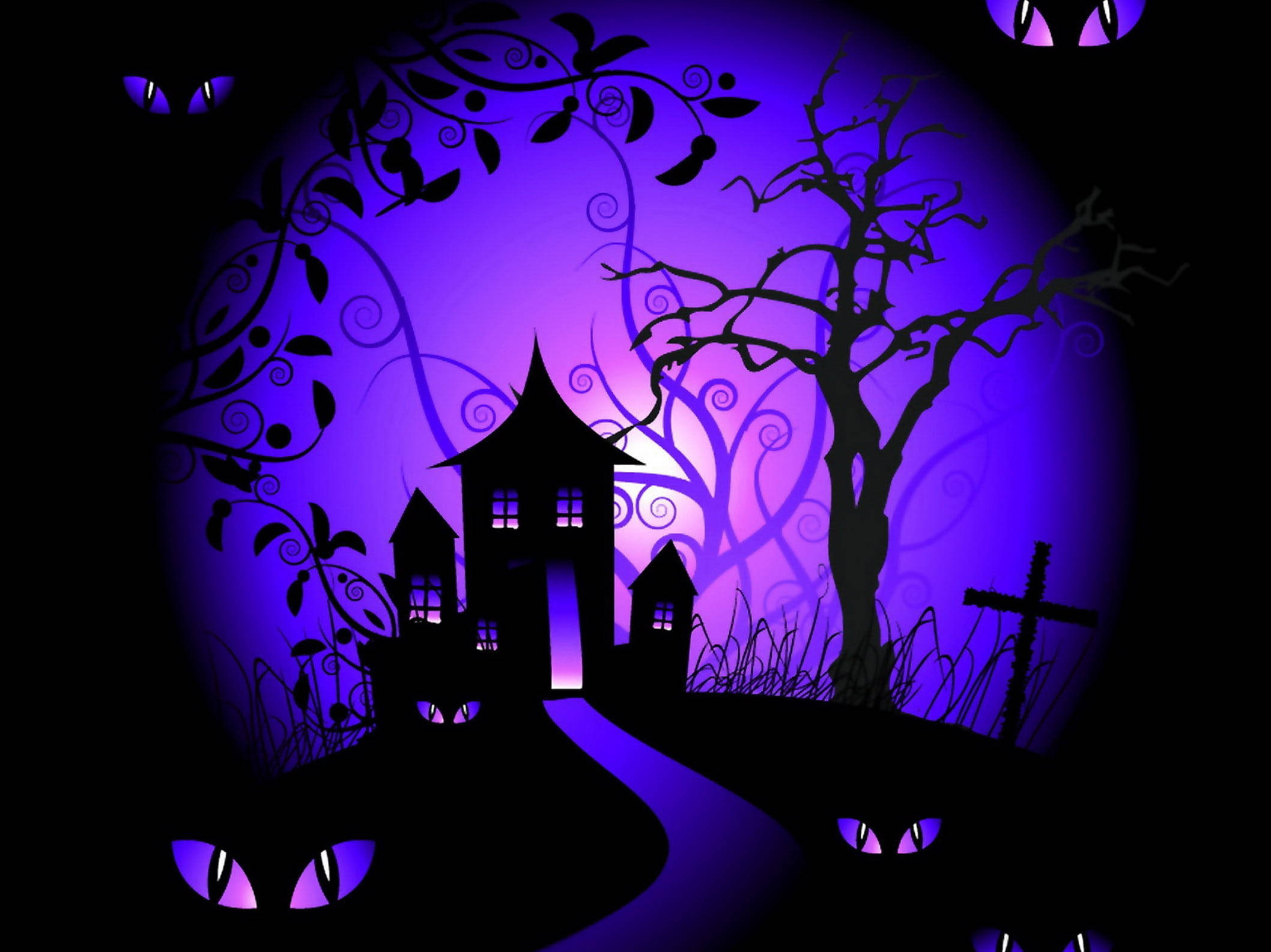 Casa Bântuită de Halloween cu Estetică Drăguță Fundal