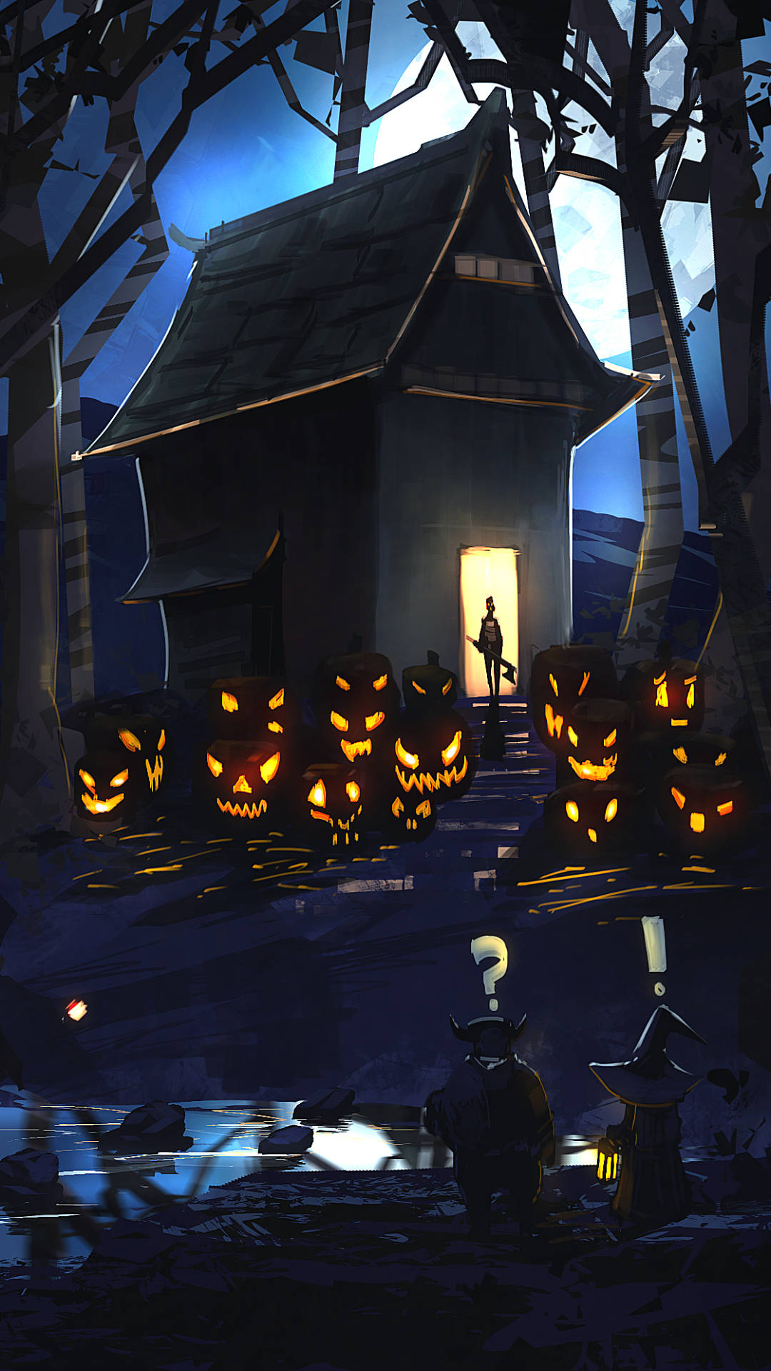 Casa bântuită din pădure de Halloween pentru iPhone Fundal