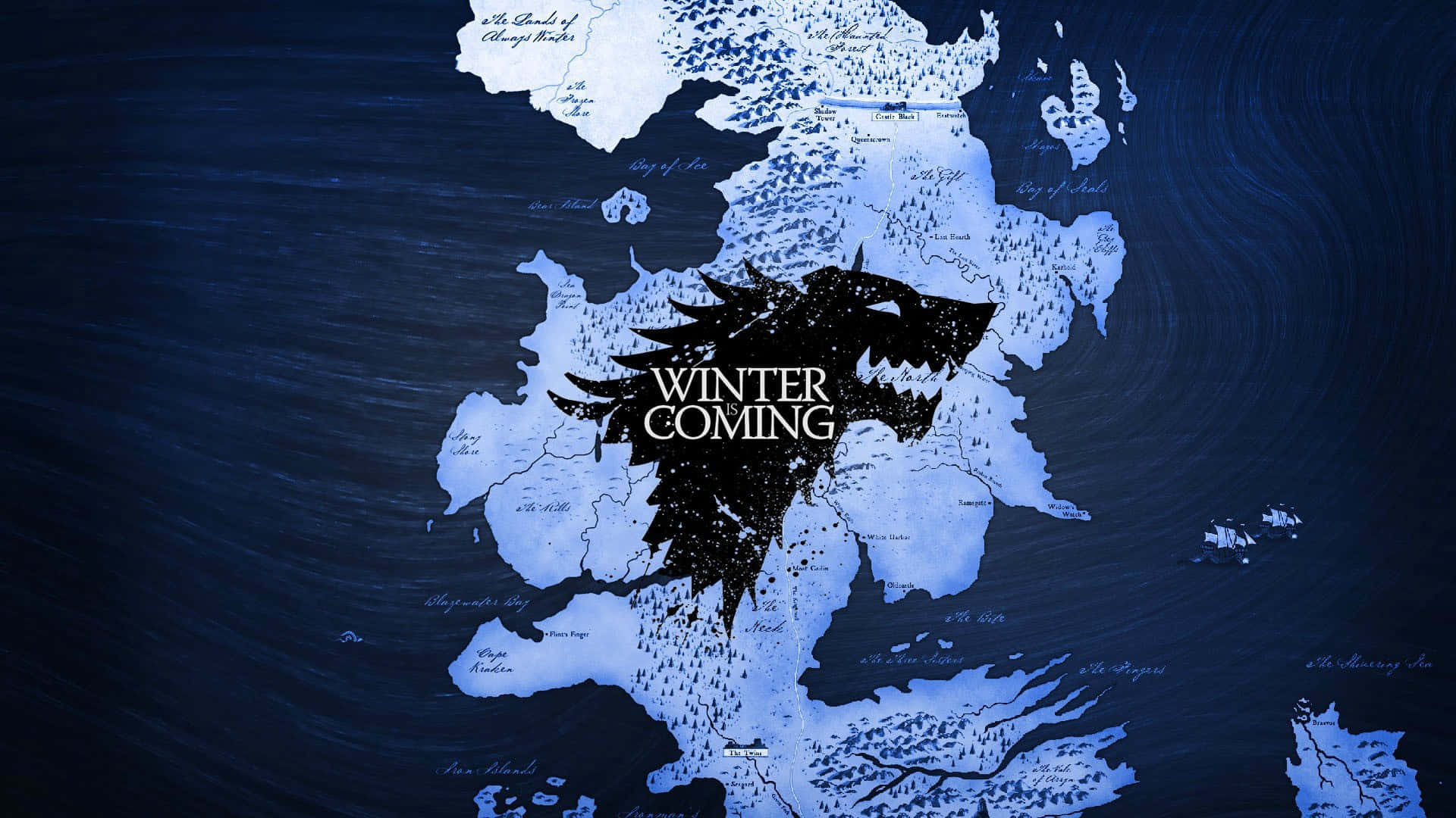 Casa Stark Lup Azul Harta Westeros Fundal