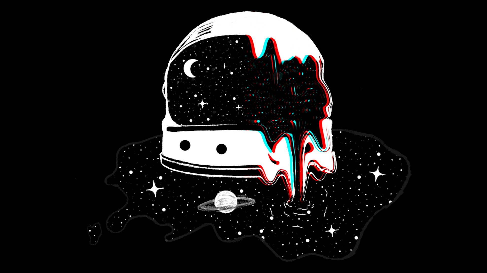 Cască de astronaut distorsionată, estetică trippy Fundal