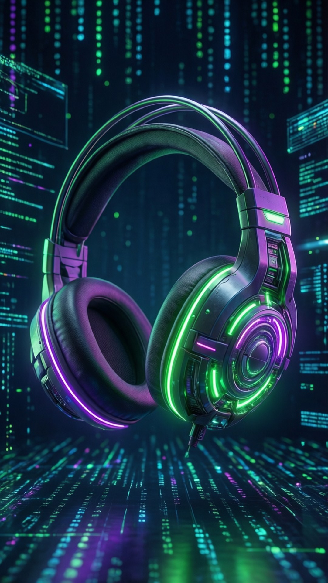 Cască de gaming neon Fundal