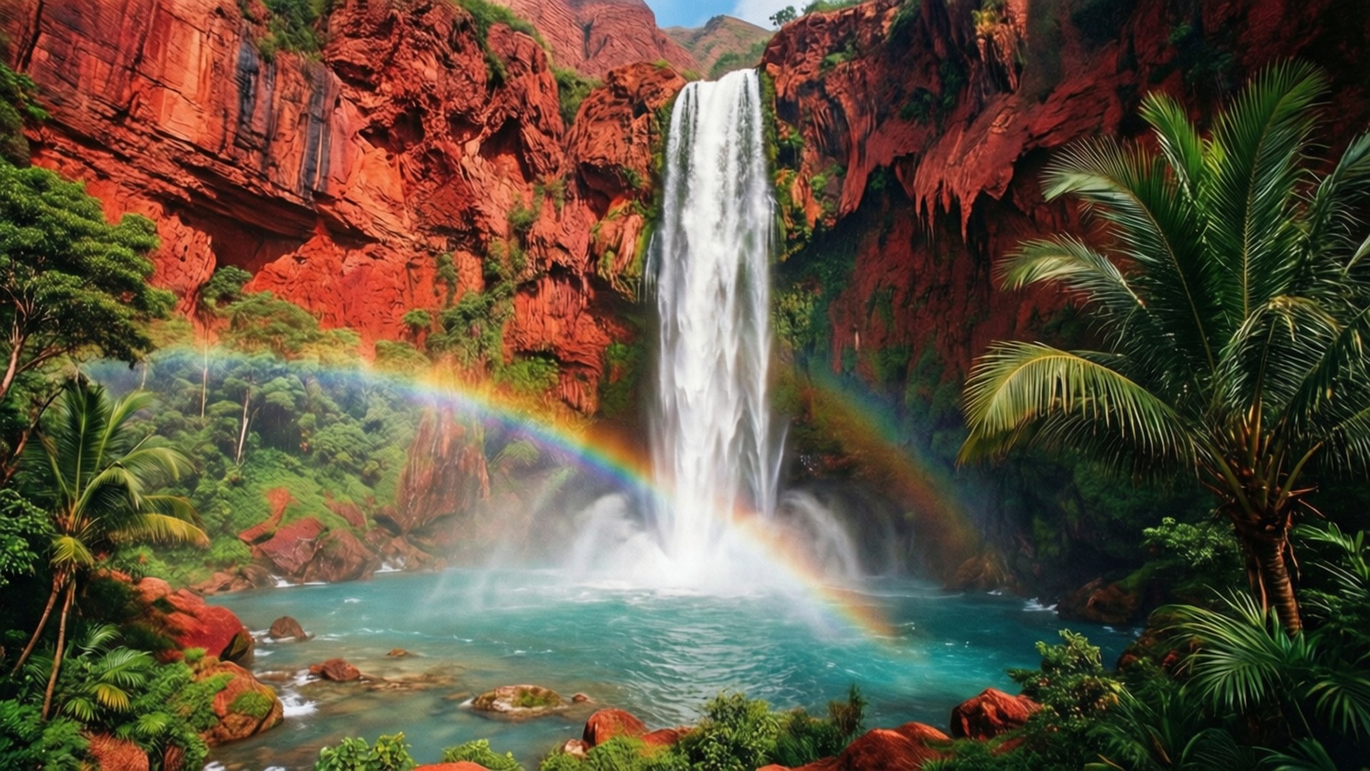 Cascada Curcubeu Fundal