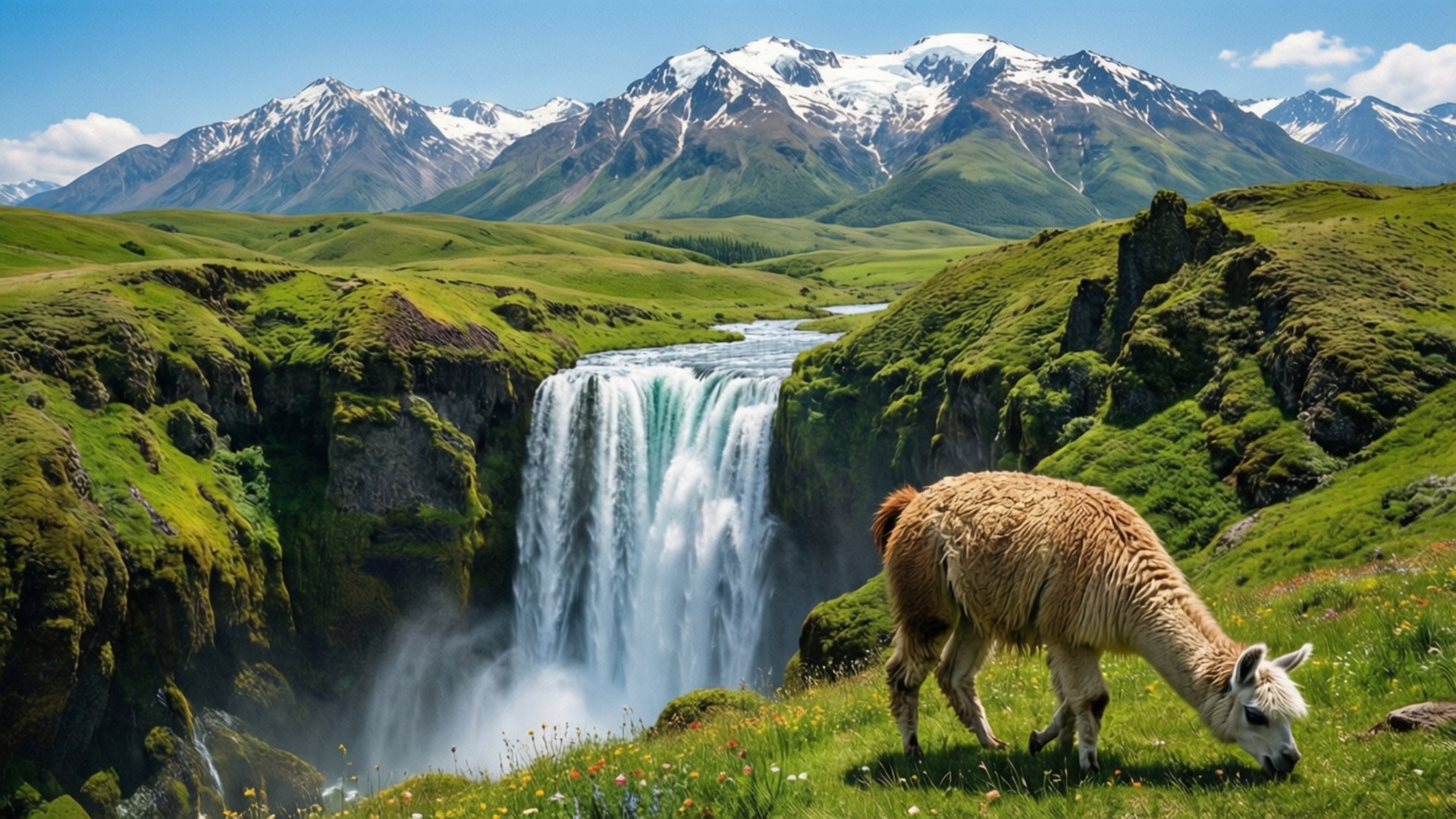 Cascada din Lunca Alpină Fundal
