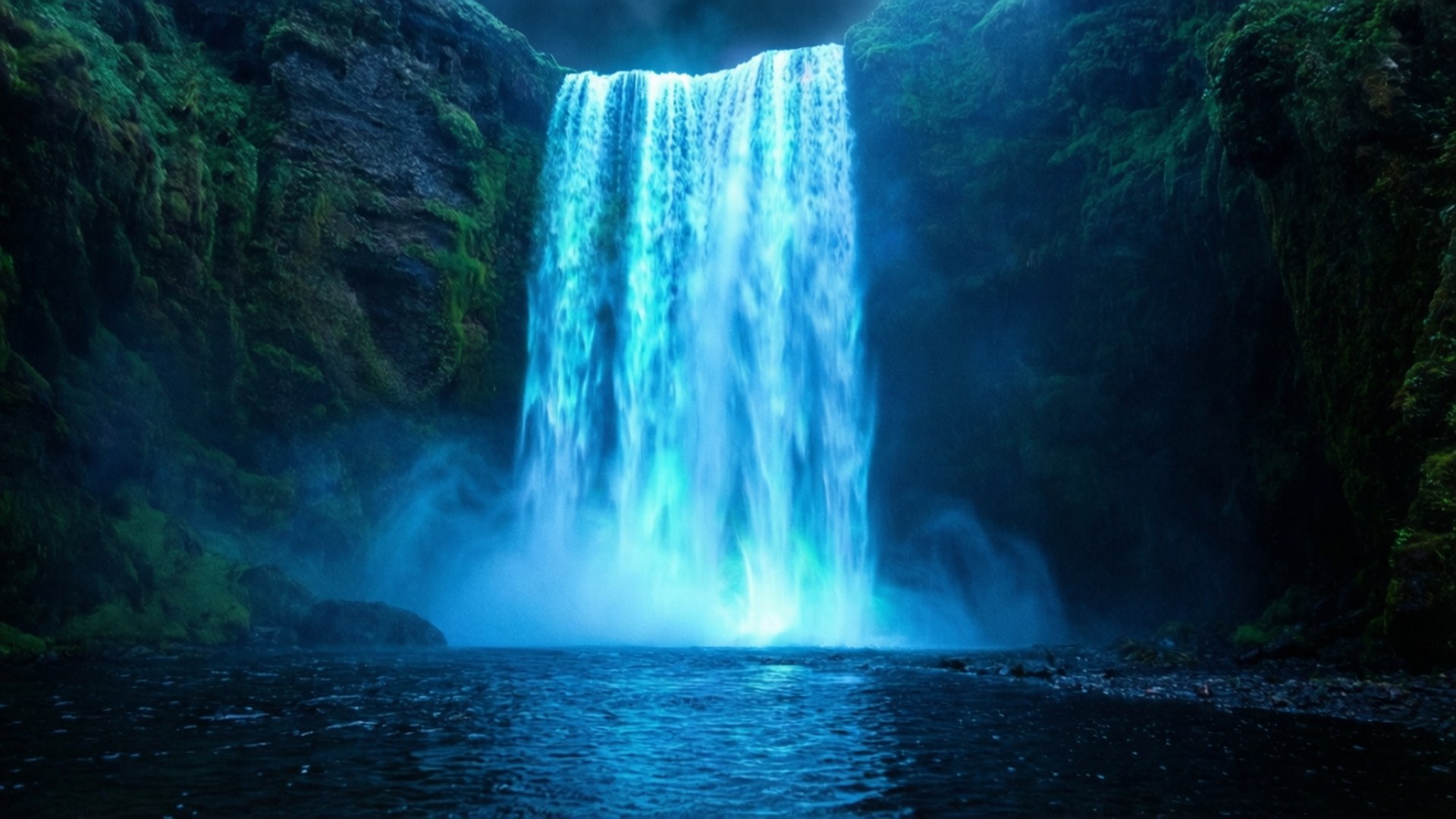 Cascada Neon Albastra Fundal