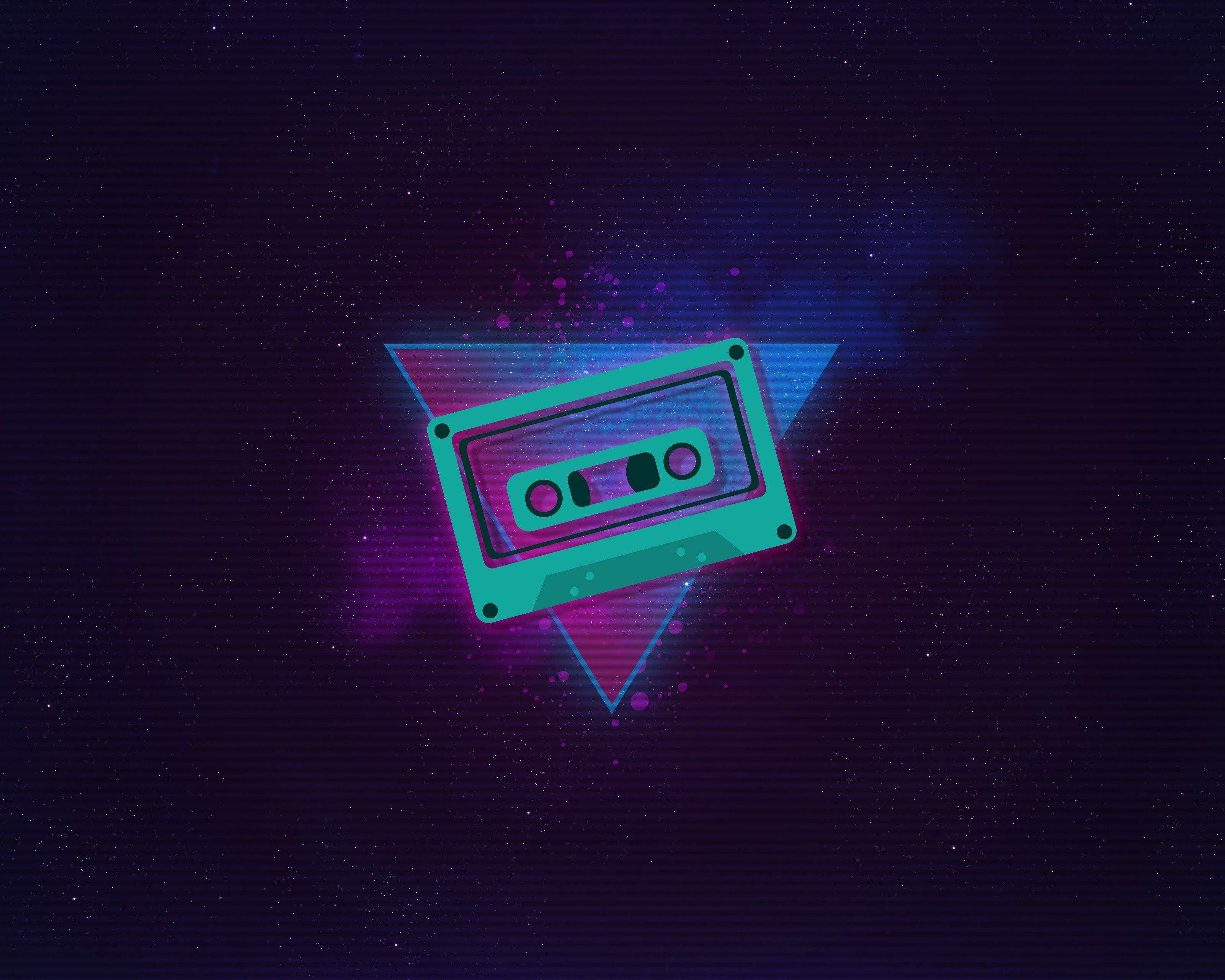 Casetă Retro Neon Estetică Fundal